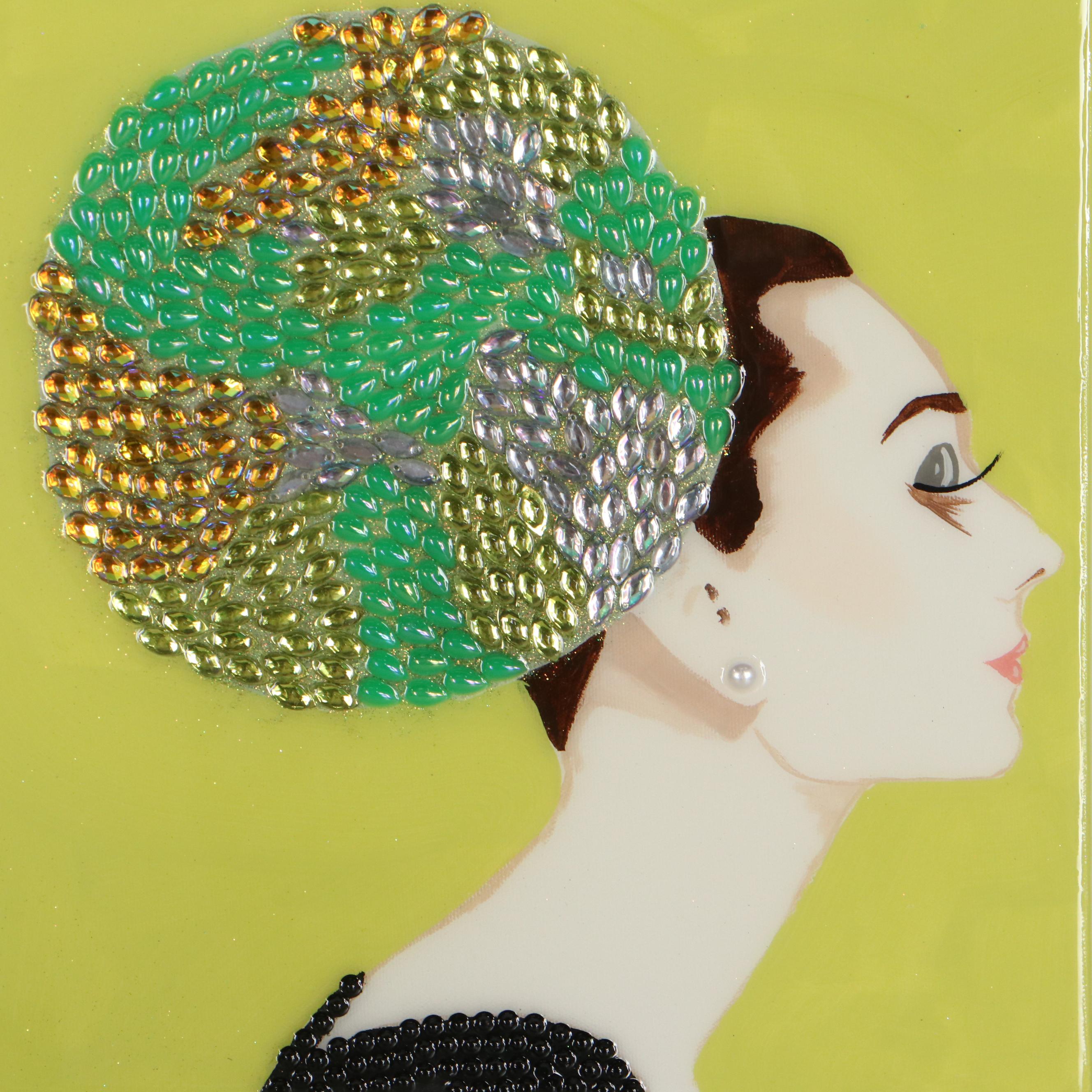 Ashley Longshore Mixed Media Painting of Audrey Hepburn