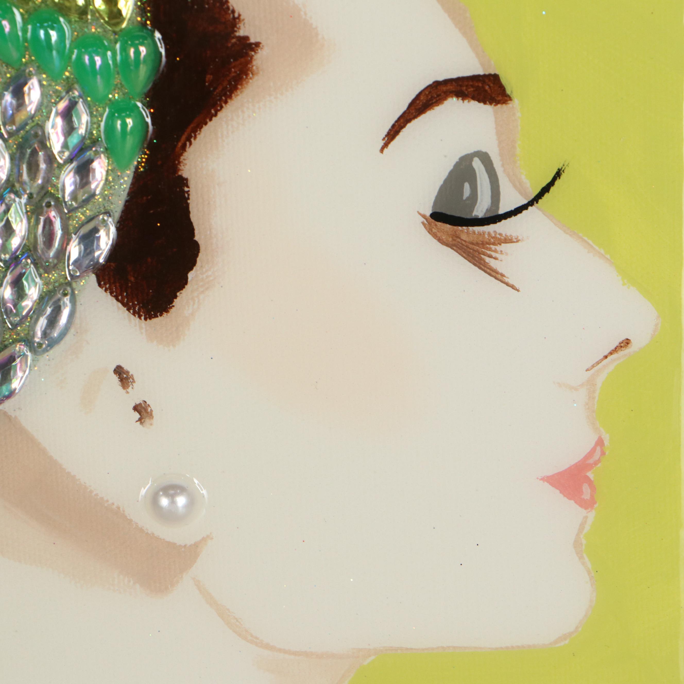 Ashley Longshore Mixed Media Painting of Audrey Hepburn