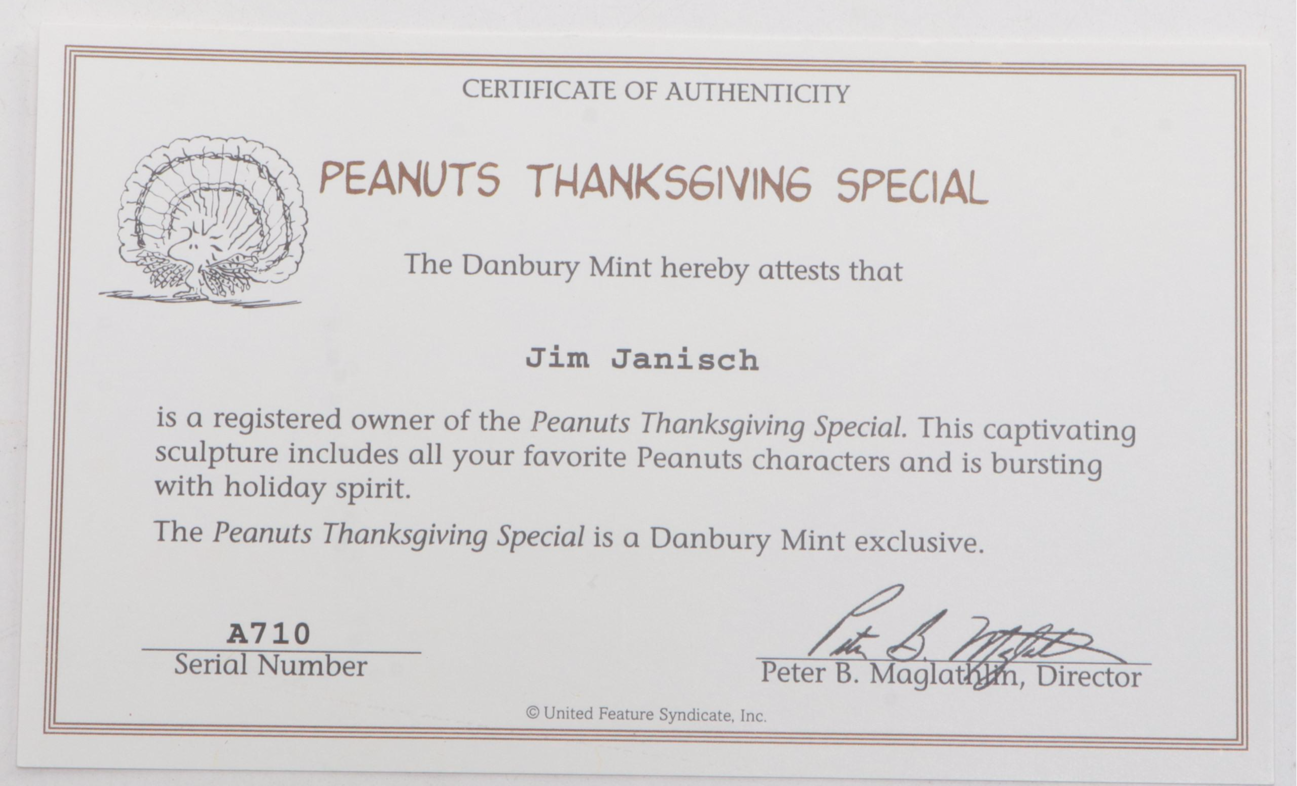 Danbury Mint "Peanuts Thanksgiving Special" Train