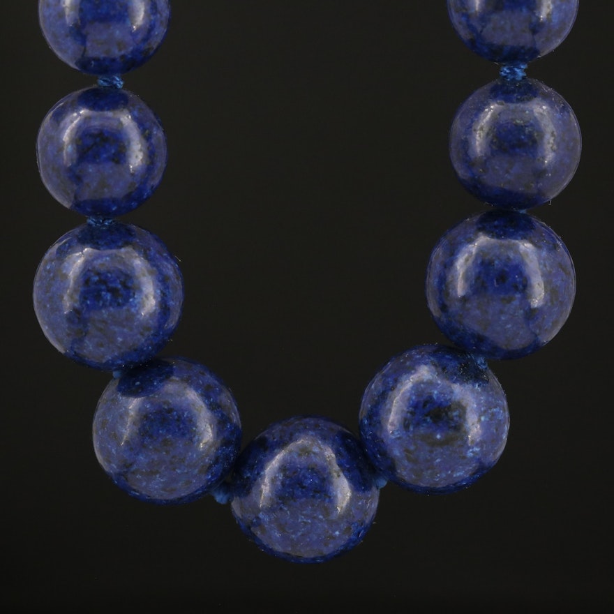 Graduated Lapis Lazuli Necklace with 14K Clasp