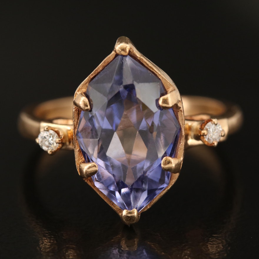 14K Sapphire and Diamond Ring