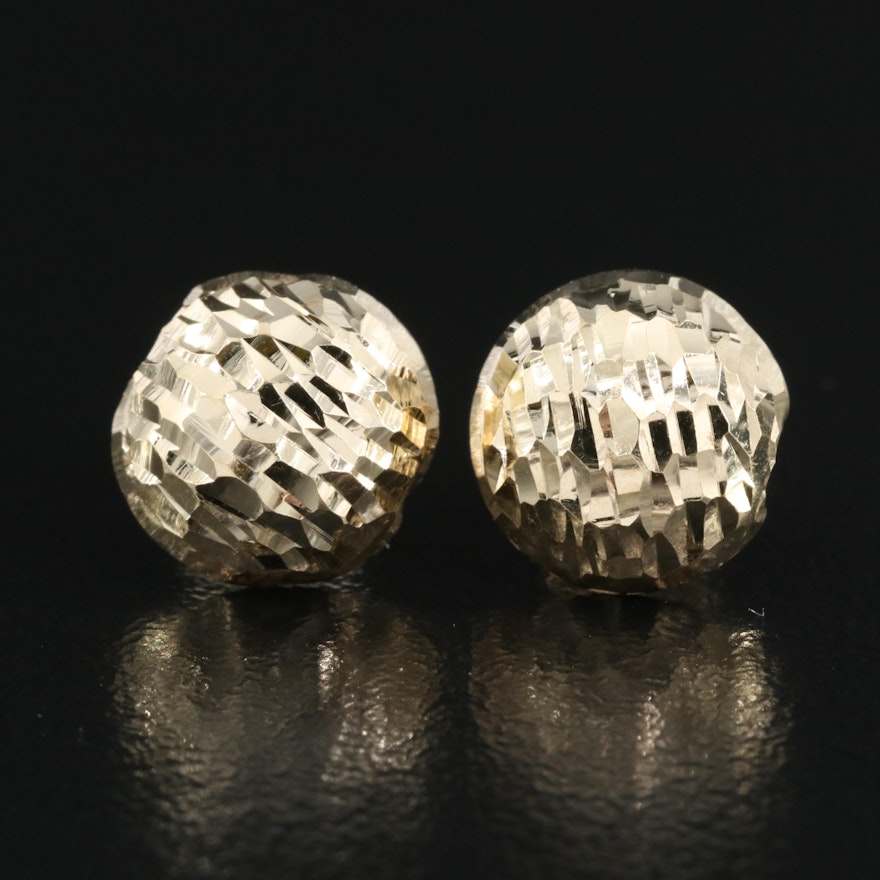 14K Diamond Cut Domed Earrings