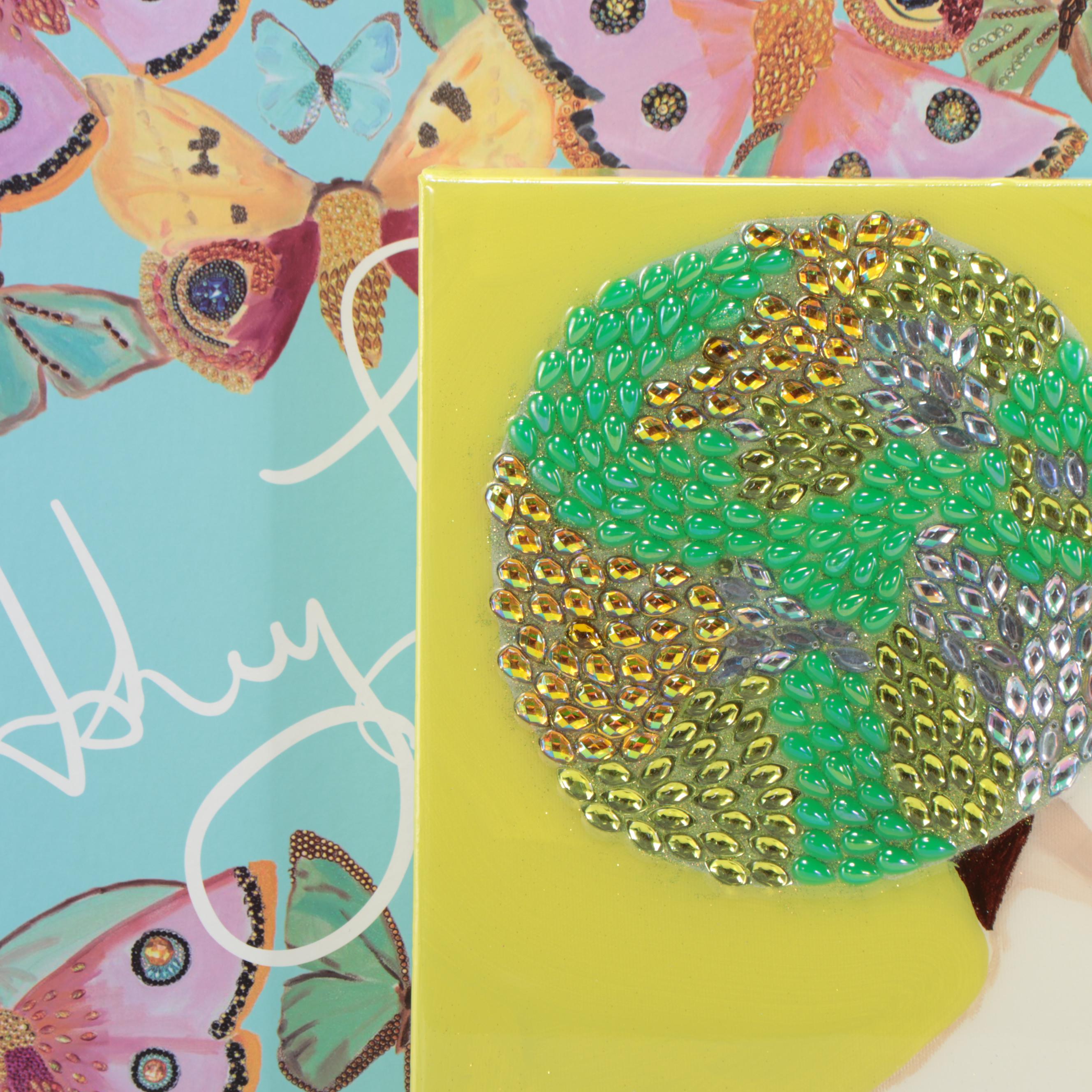 Ashley Longshore Mixed Media Painting of Audrey Hepburn