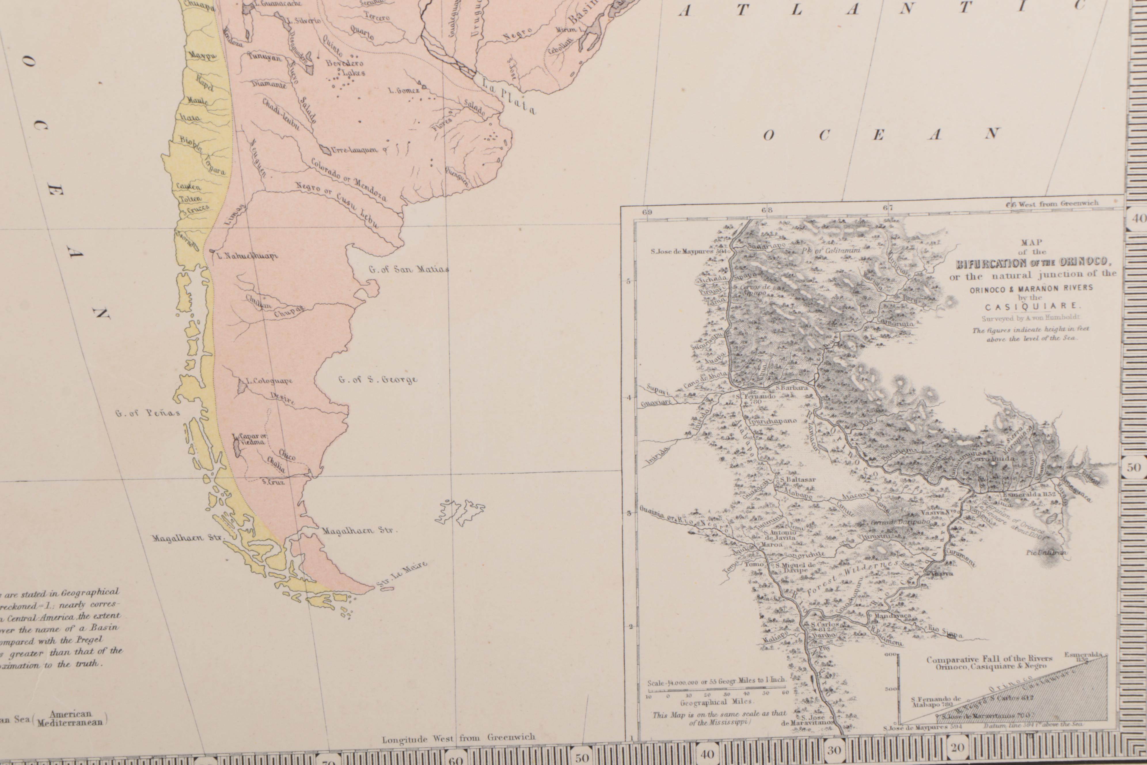 A.K. Johnston Lithograph Map of the River Systems of America, 1856