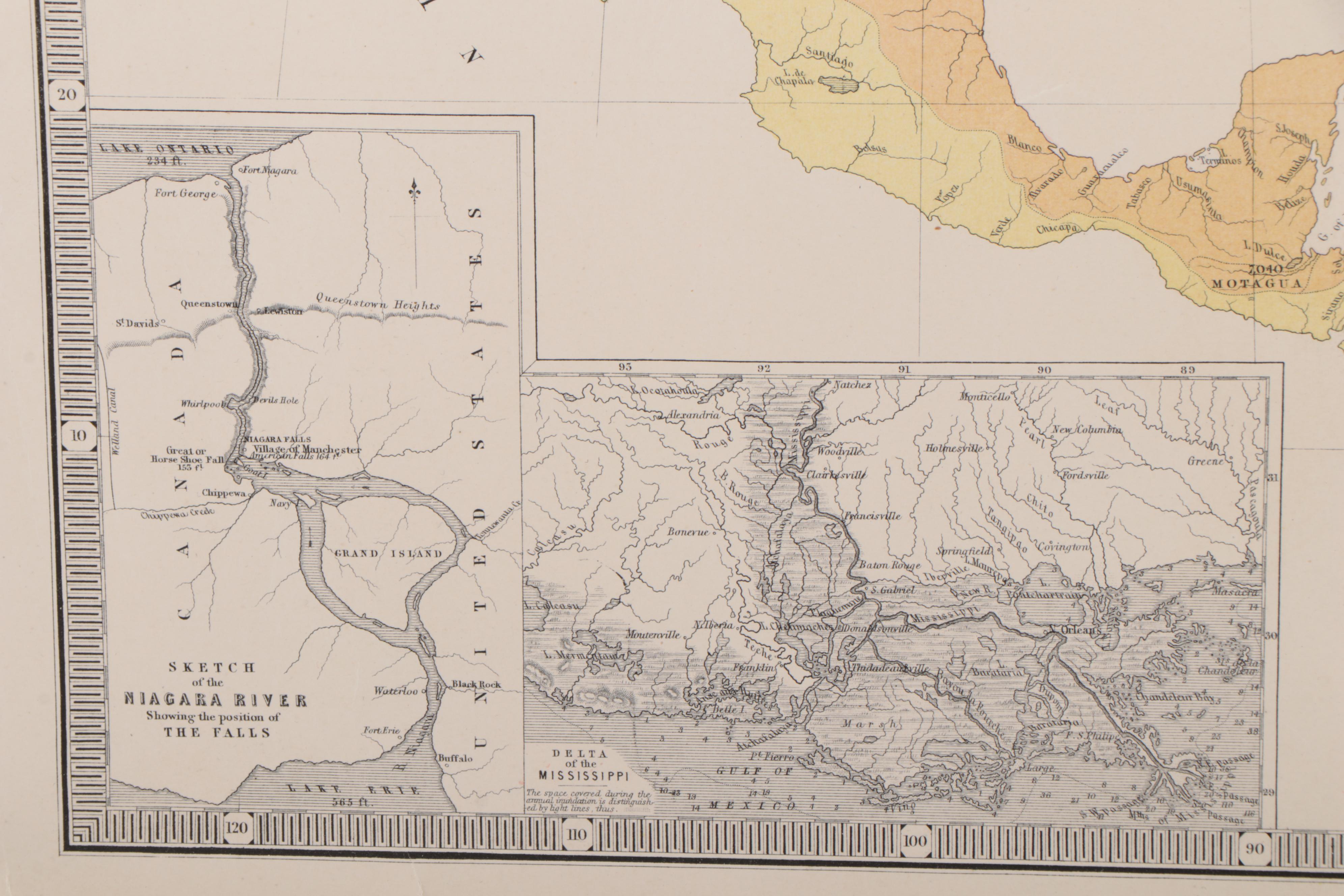 A.K. Johnston Lithograph Map of the River Systems of America, 1856