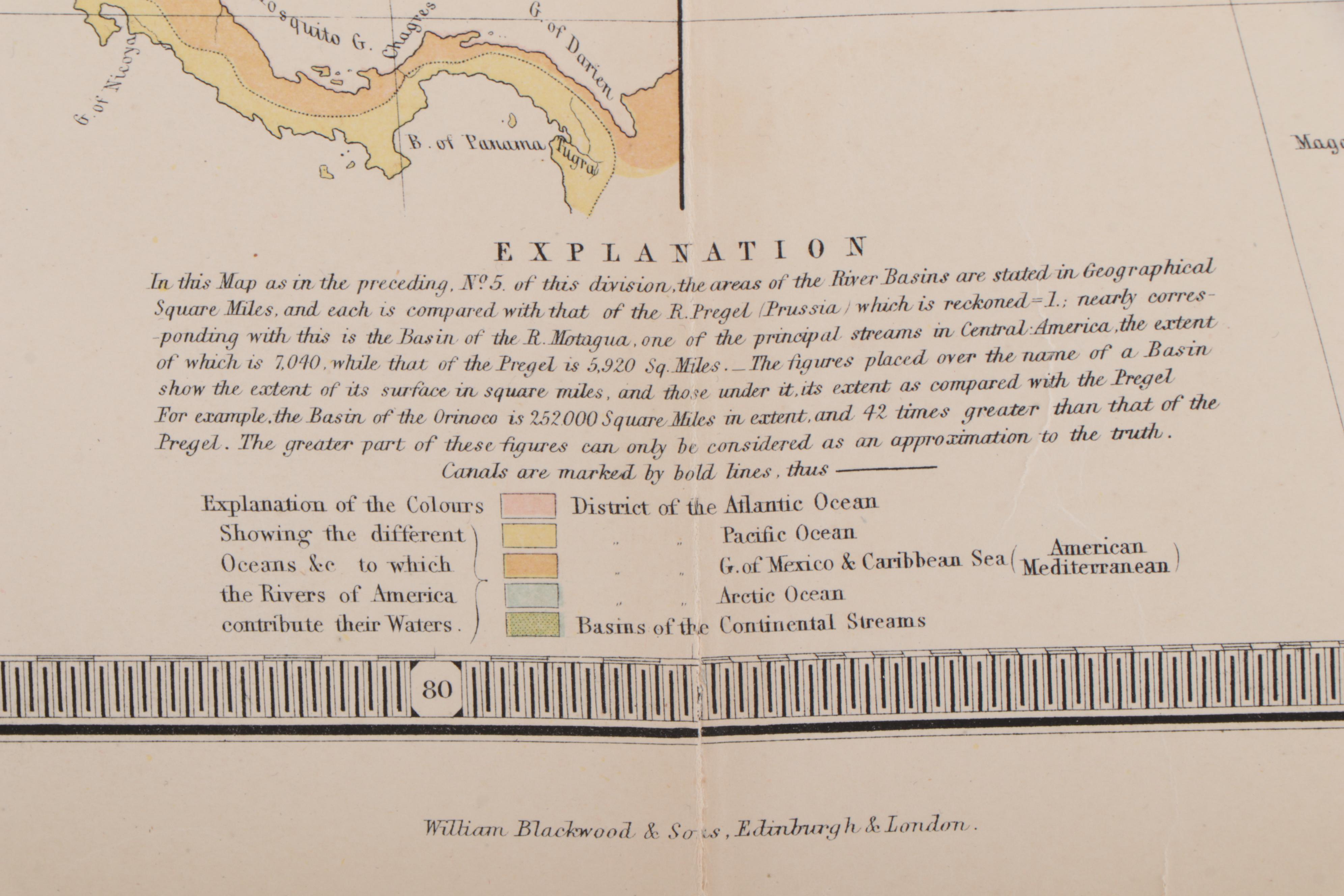 A.K. Johnston Lithograph Map of the River Systems of America, 1856