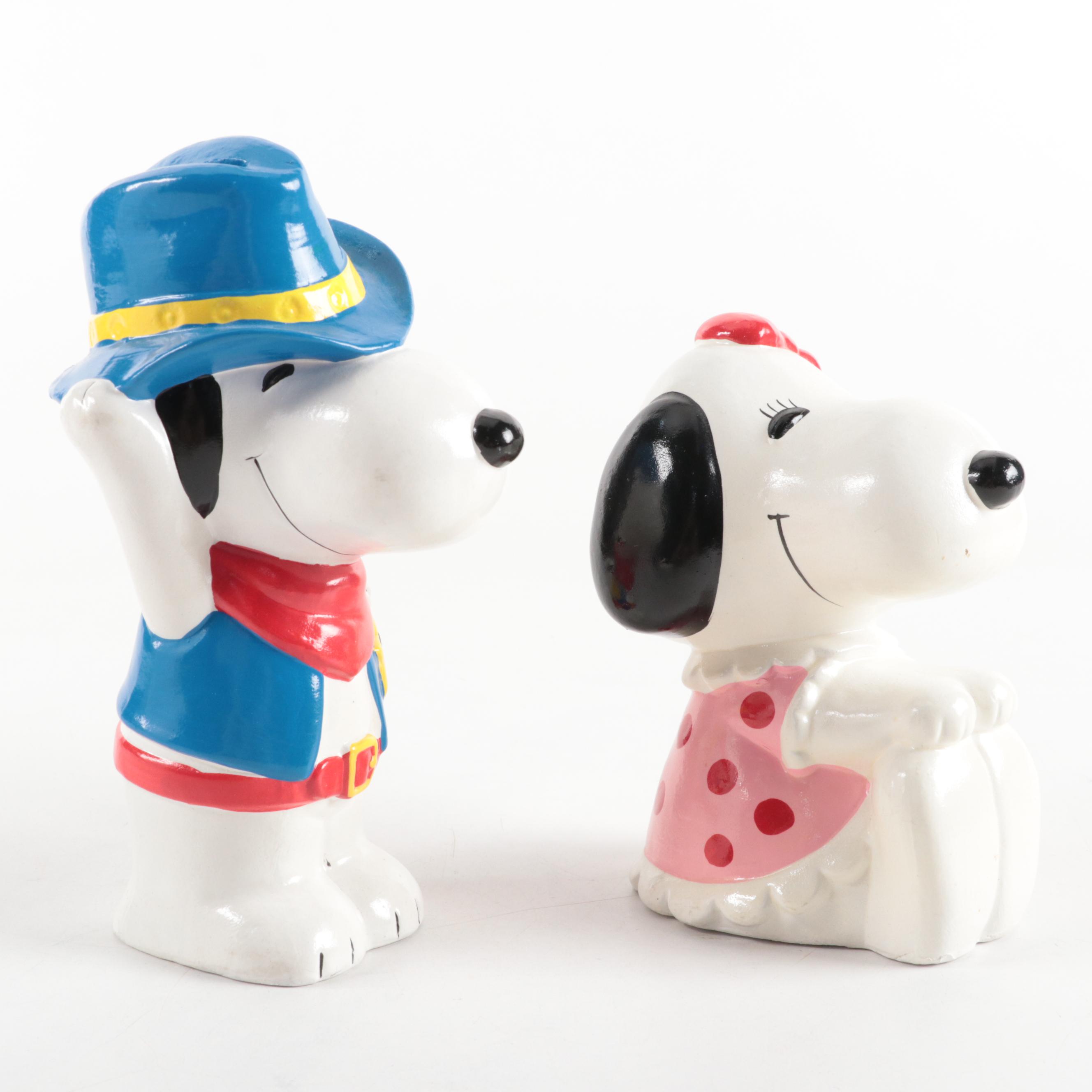 Sheriff Snoopy and Belle Mini Figural Coin Banks