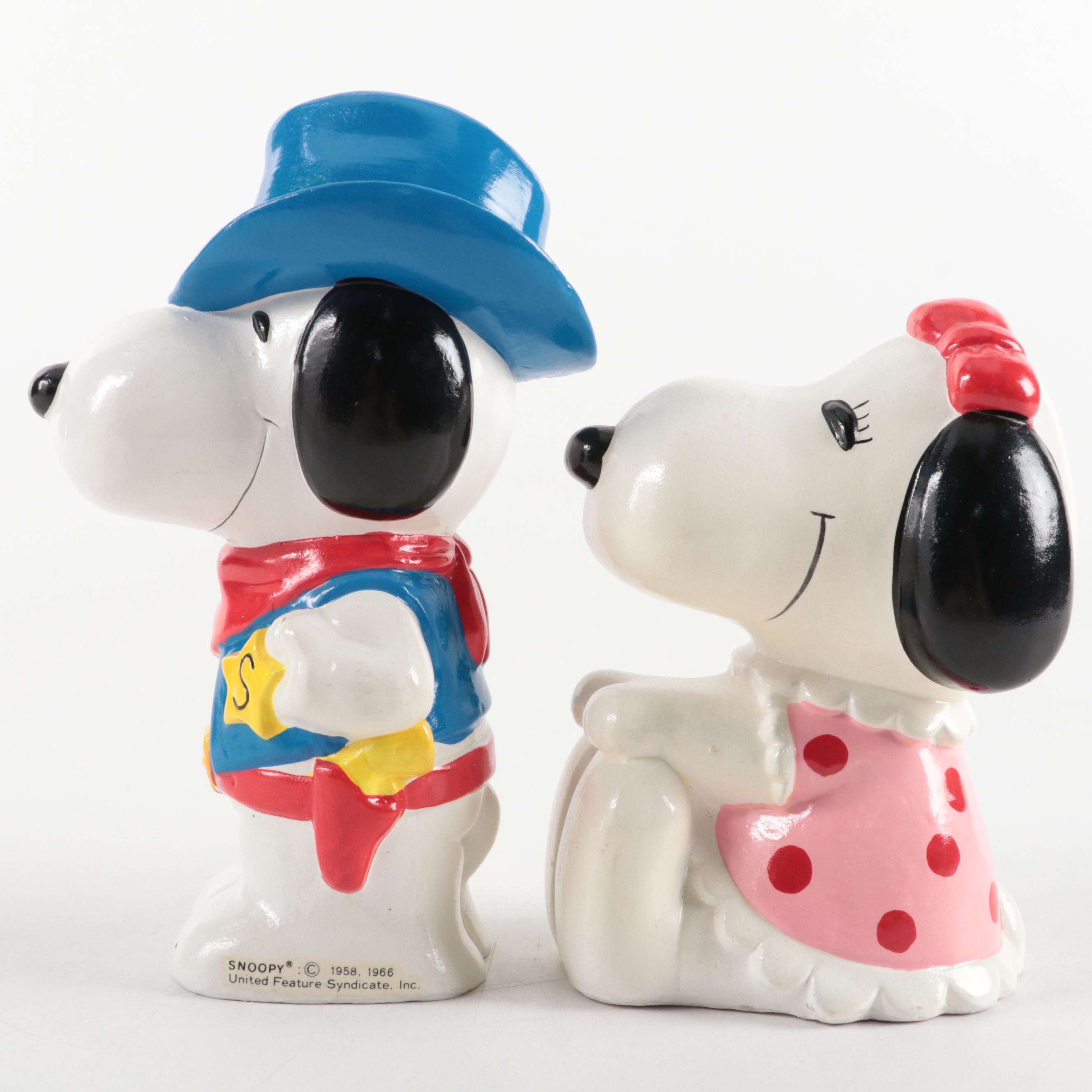 Sheriff Snoopy and Belle Mini Figural Coin Banks