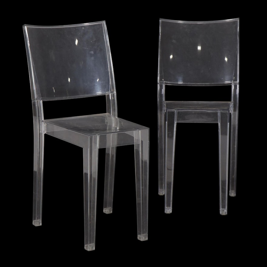 Pair of Contemporary Starck for Kartell "La Marie" Clear Plastic Chairs