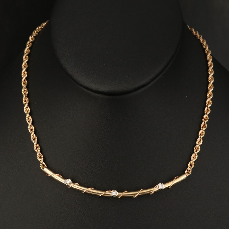 14K Diamond Stationary Necklace