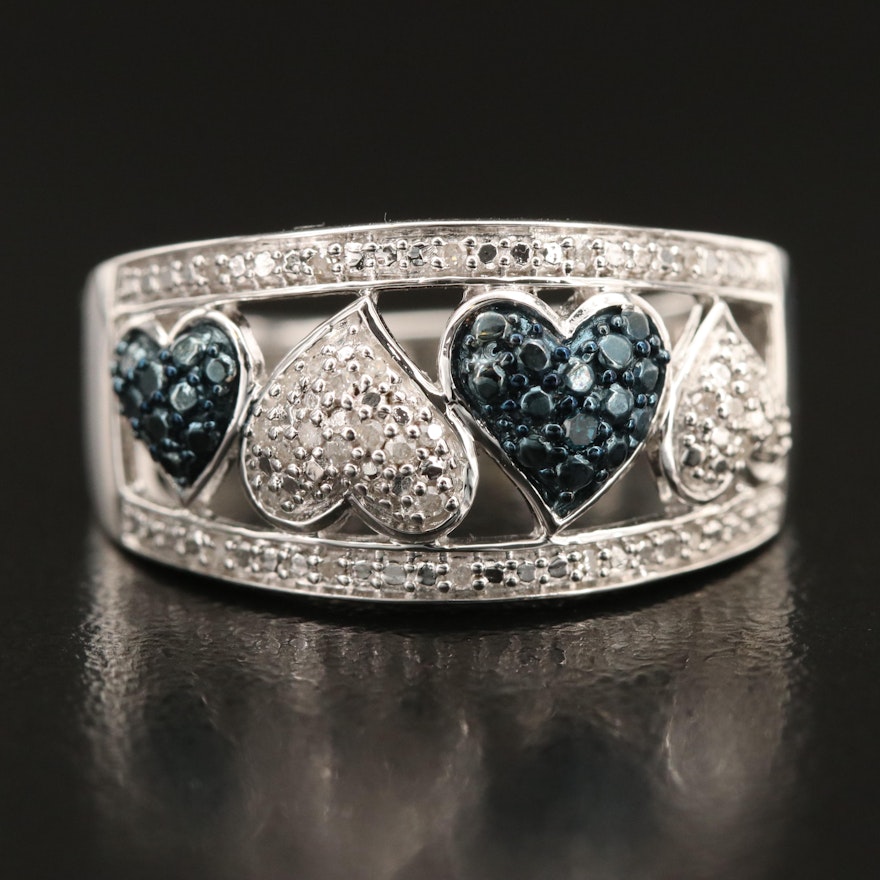 Sterling Diamond Heart Band