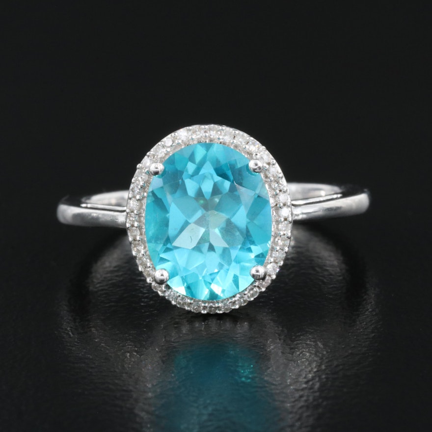 Sterling Topaz and Diamond Ring