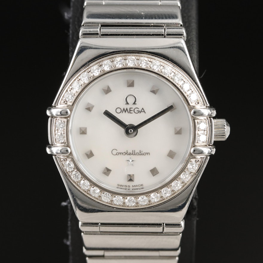 Omega Constellation Mother-of-Pearl Dial and Diamond Bezel Wristwatch