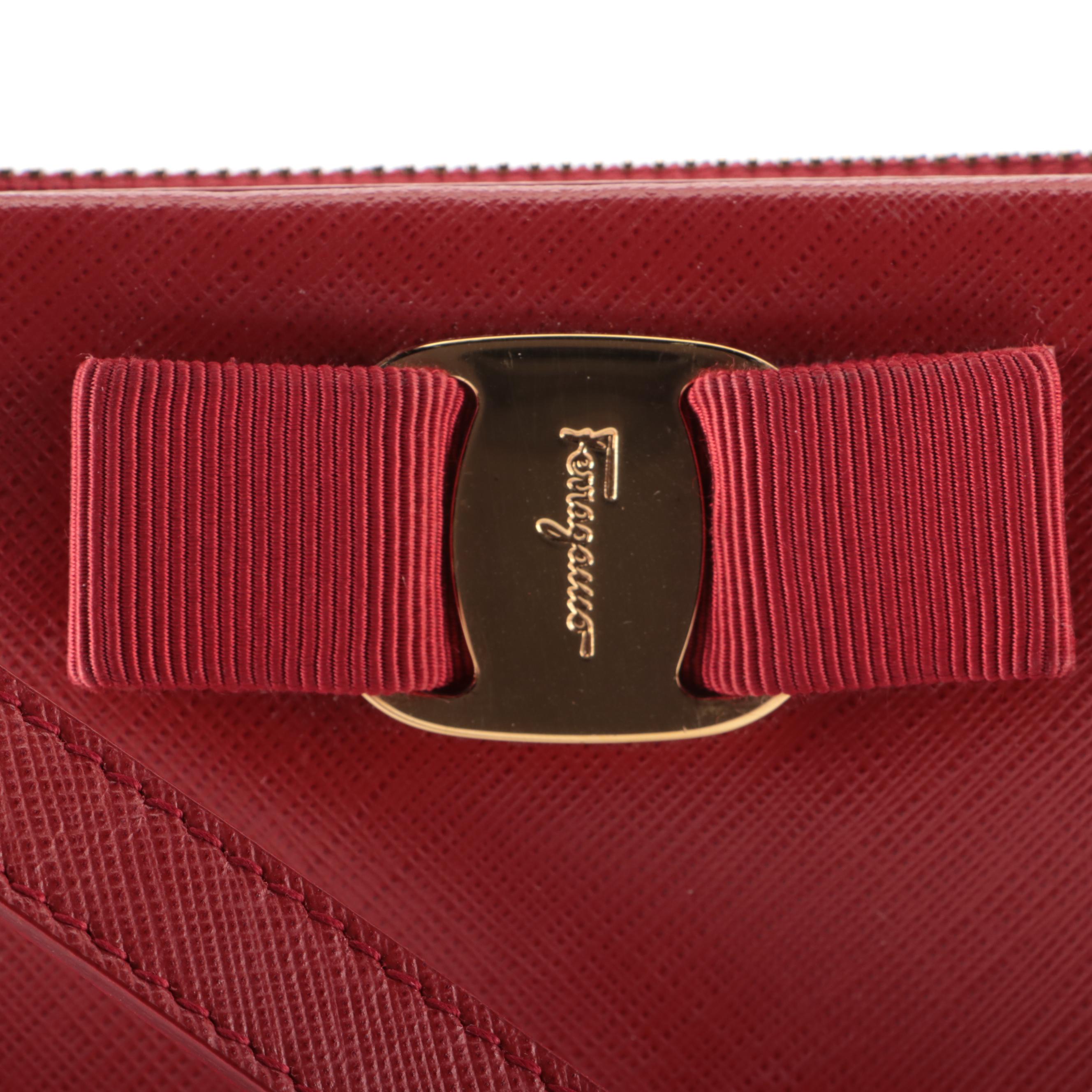 Salvatore Ferragamo Tracy Bow Tote Bag Small in Saffiano Leather