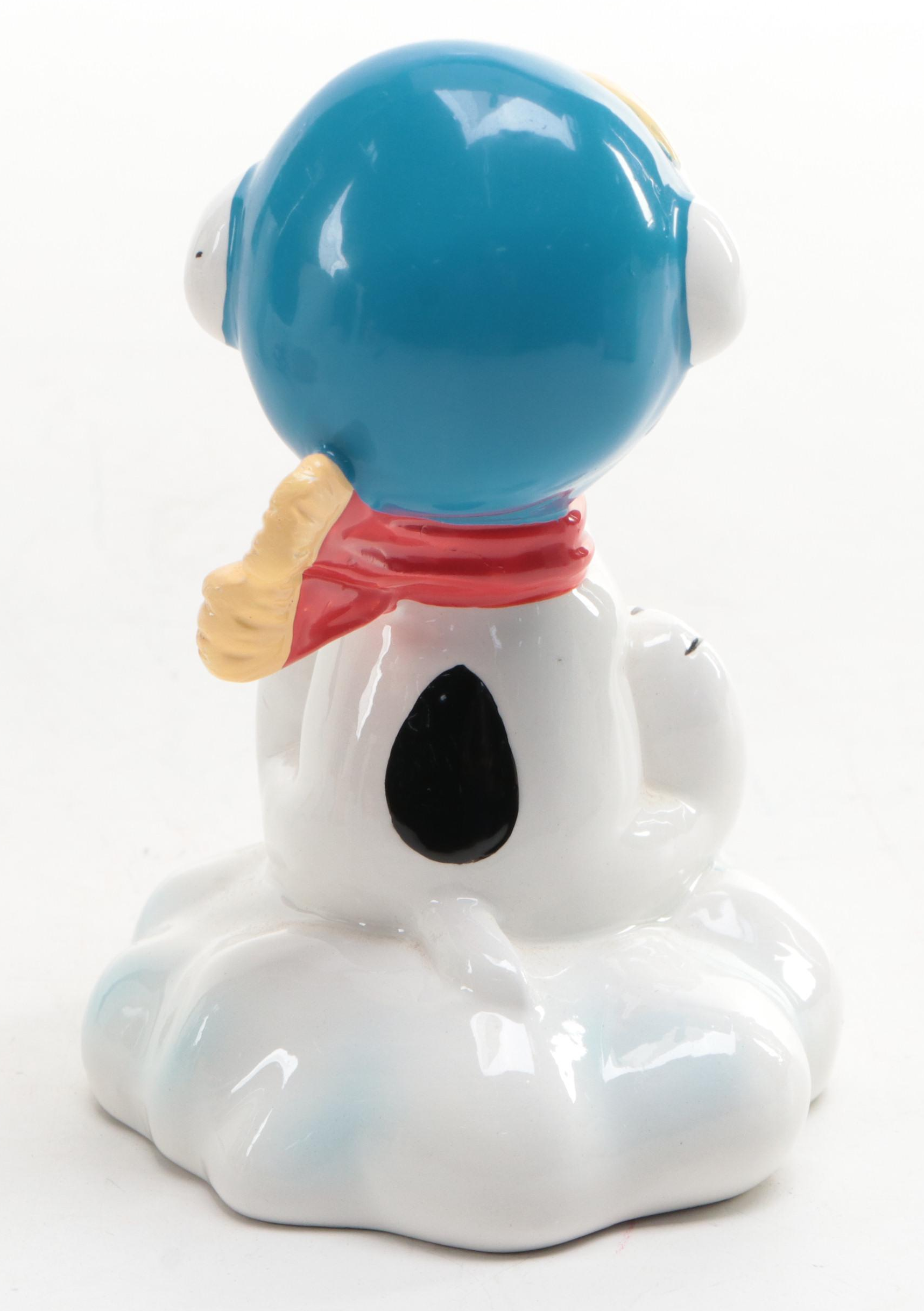 Deb Canham Handmade "Flying Ace" Snoopy Figurine with Other Peanuts Memorabilia