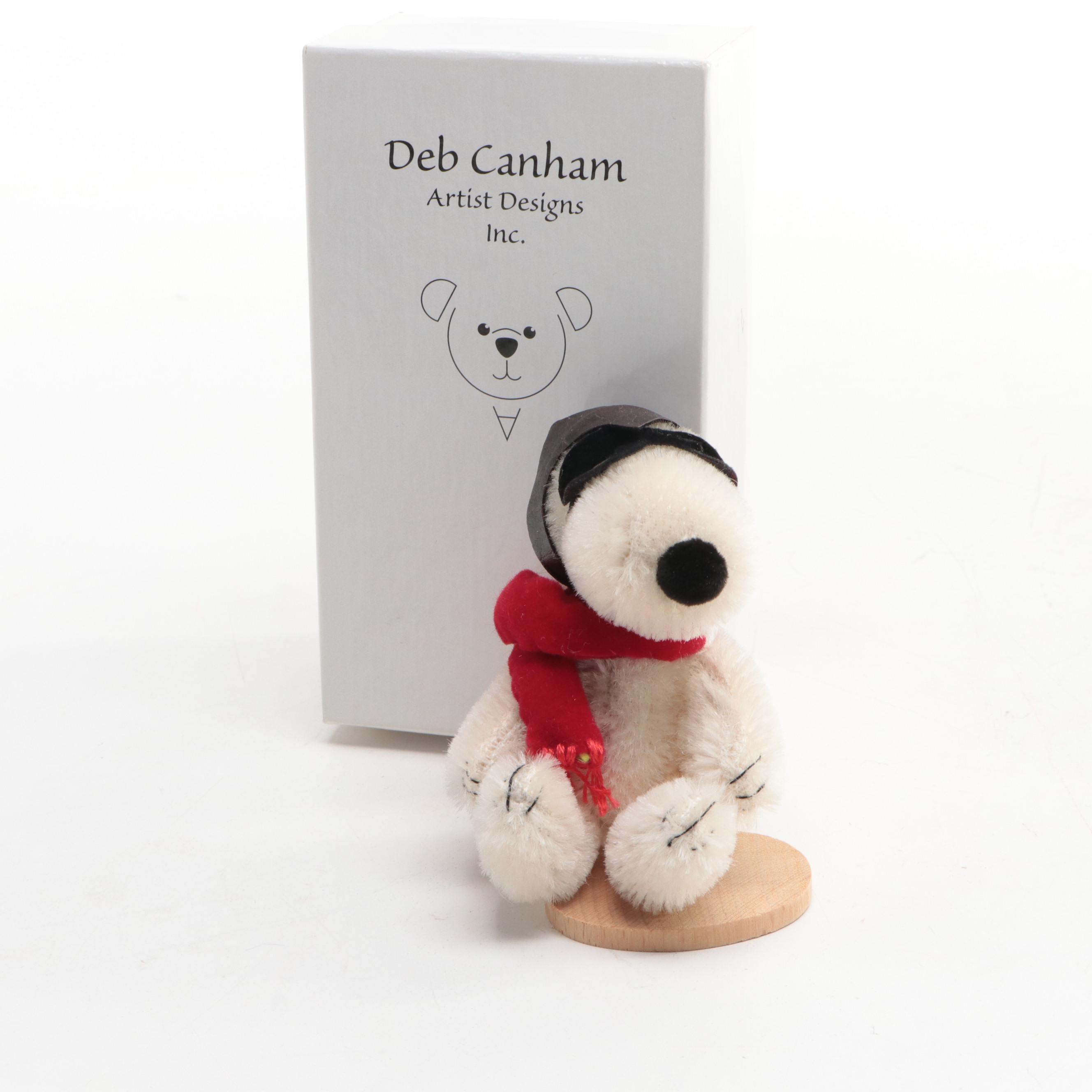 Deb Canham Handmade "Flying Ace" Snoopy Figurine with Other Peanuts Memorabilia