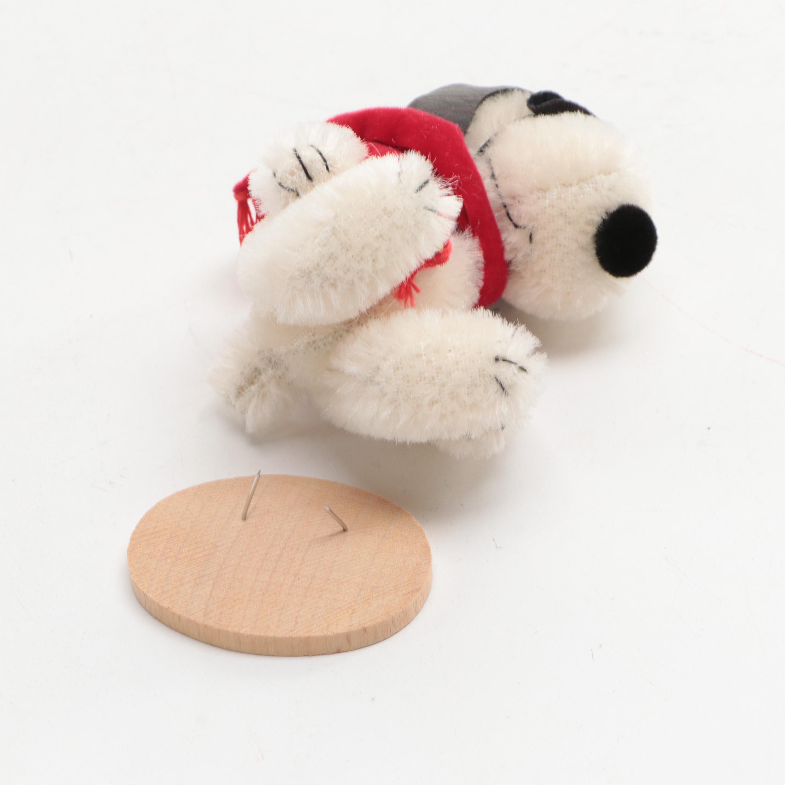 Deb Canham Handmade "Flying Ace" Snoopy Figurine with Other Peanuts Memorabilia