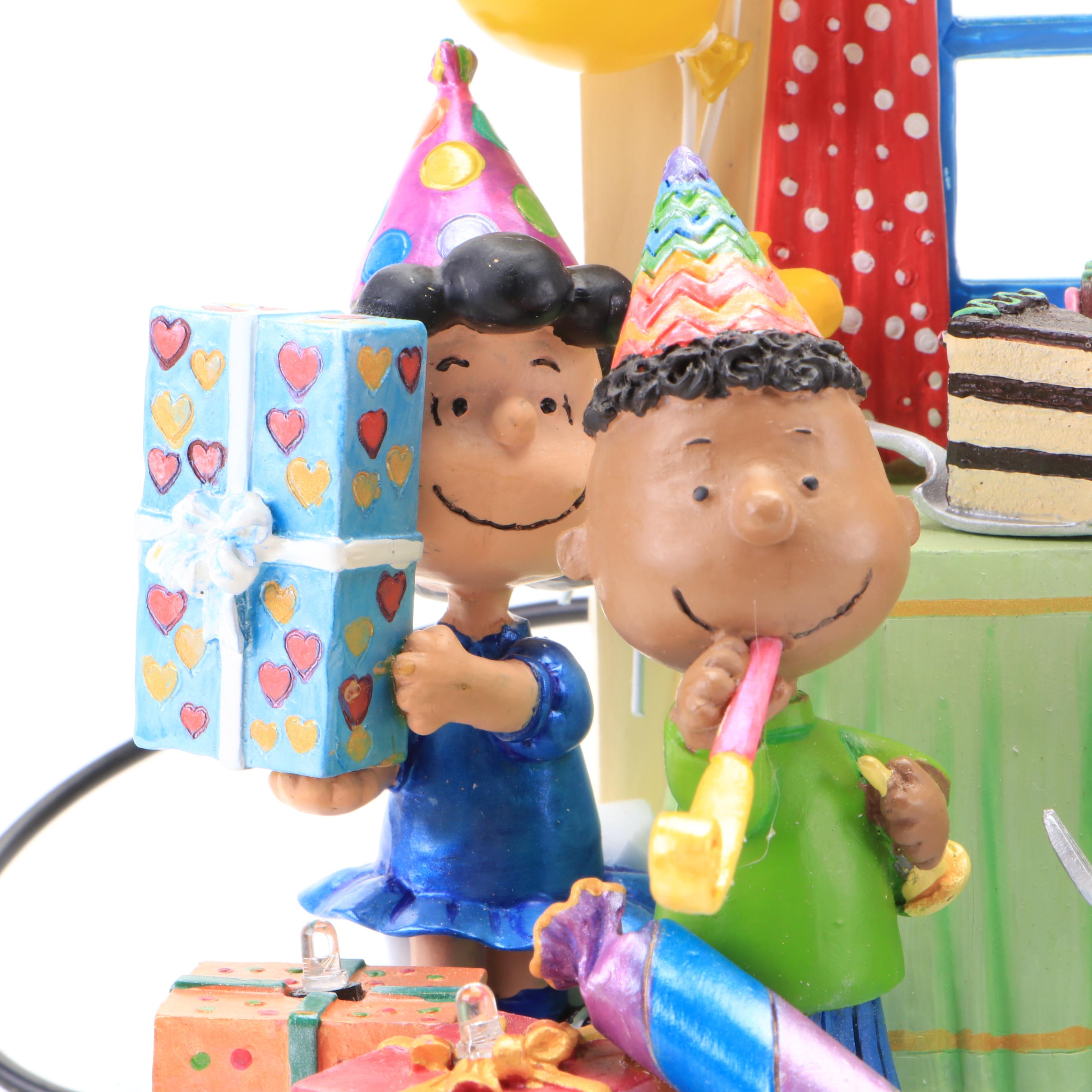 Danbury Mint Peanuts "Best Birthday Ever" Resin Illuminated Figural Group