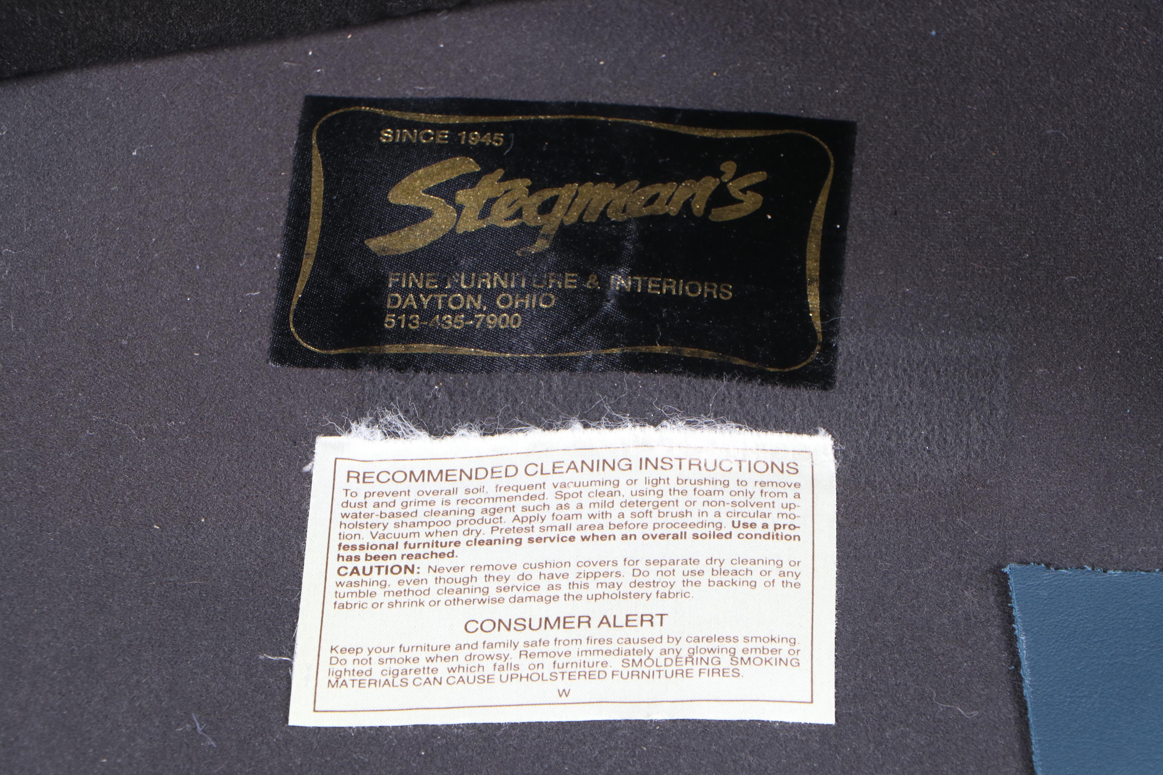 Pair of Century Furniture Leather Wingback Armchairs and Hickory Chair Footstool