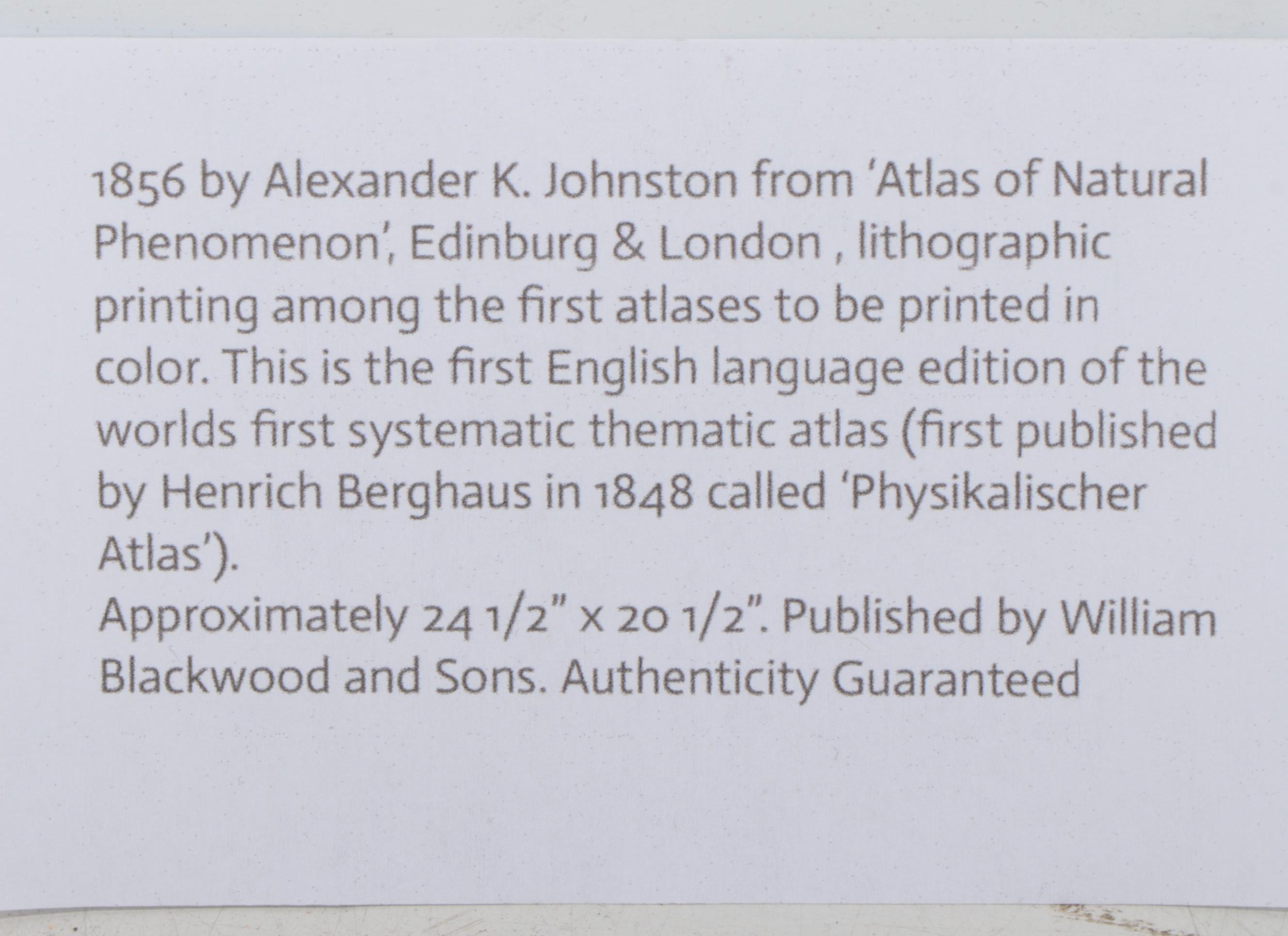 A.K. Johnston Lithograph Map of the River Systems of America, 1856