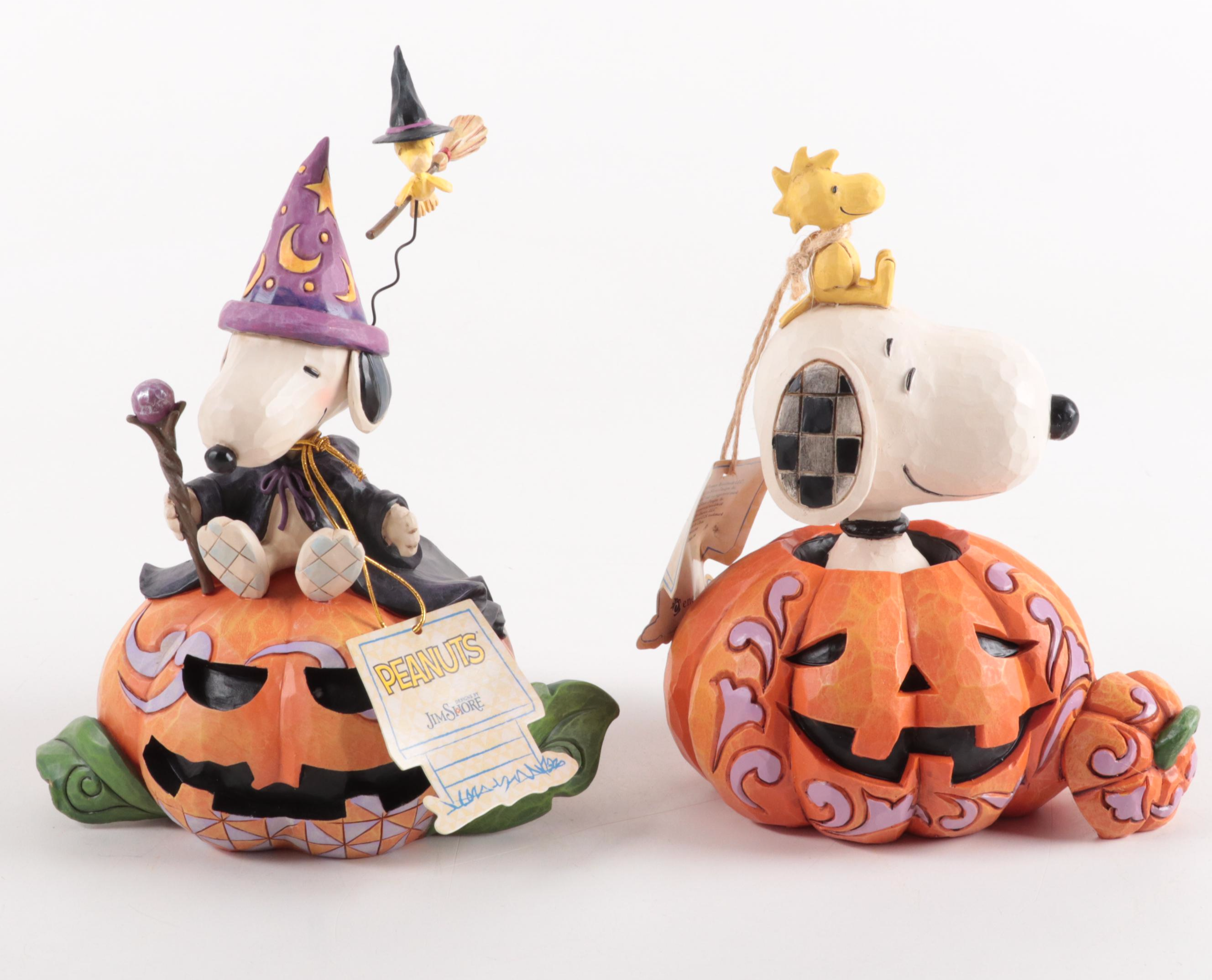 Jim Shore Peanuts "The Pumpkin King" and "Happy Howl-O-Ween" Resin Figurines