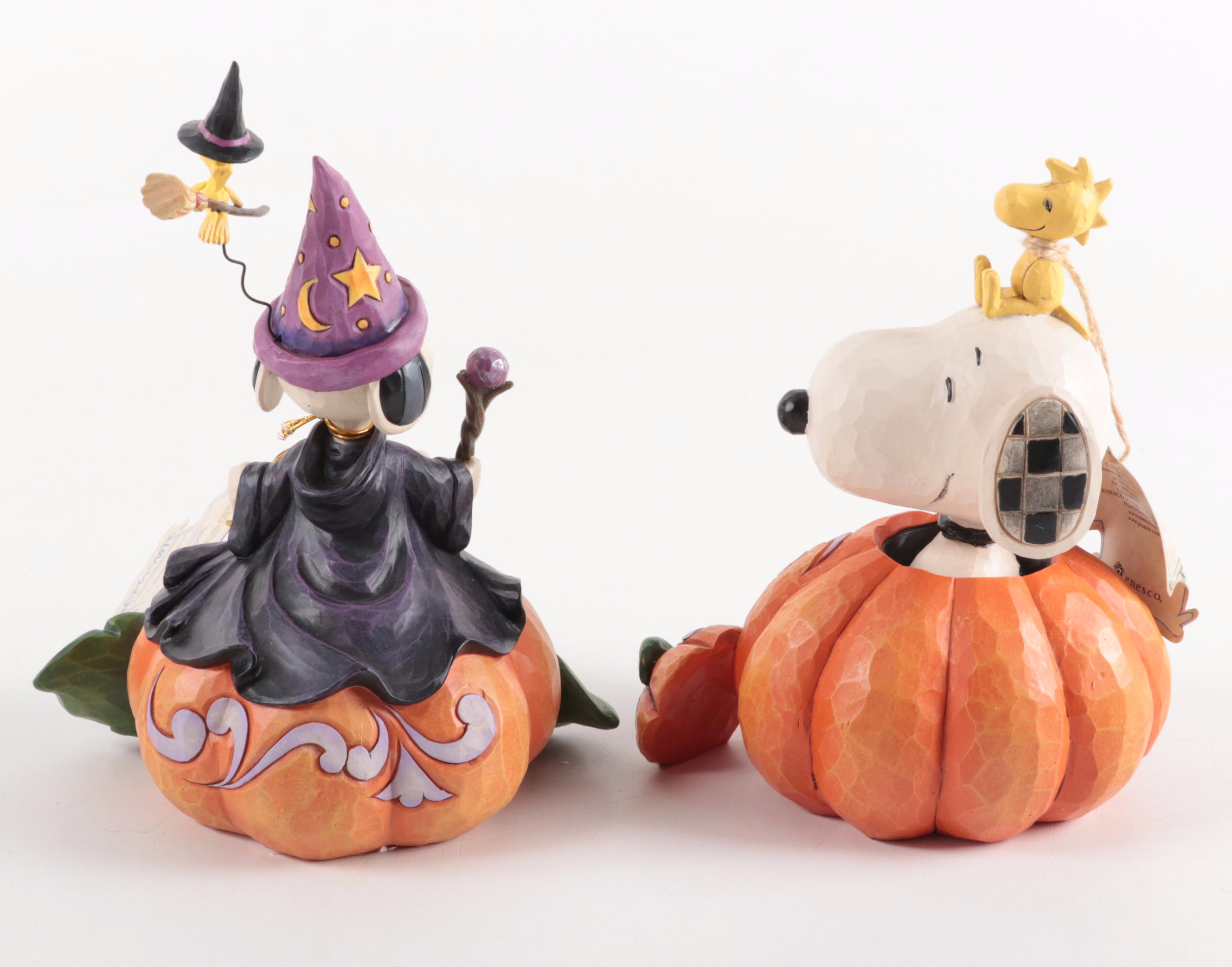 Jim Shore Peanuts "The Pumpkin King" and "Happy Howl-O-Ween" Resin Figurines