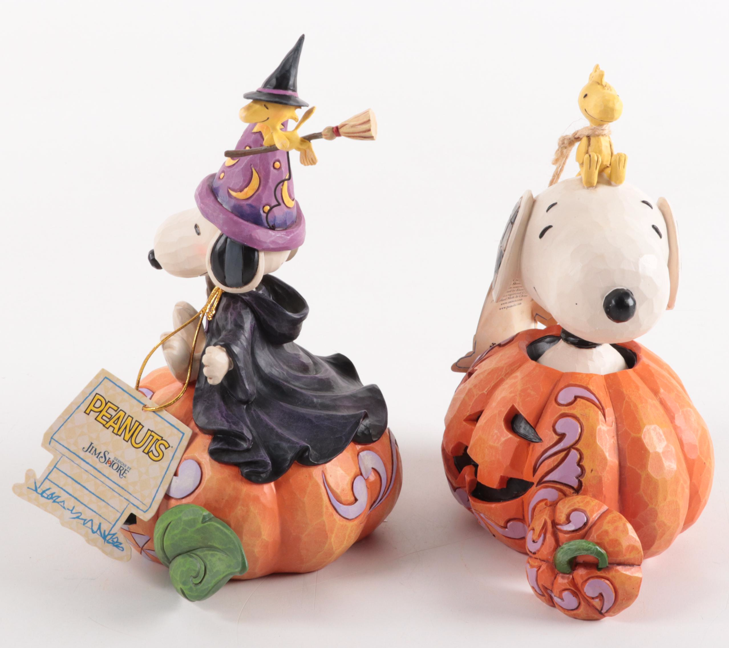 Jim Shore Peanuts "The Pumpkin King" and "Happy Howl-O-Ween" Resin Figurines