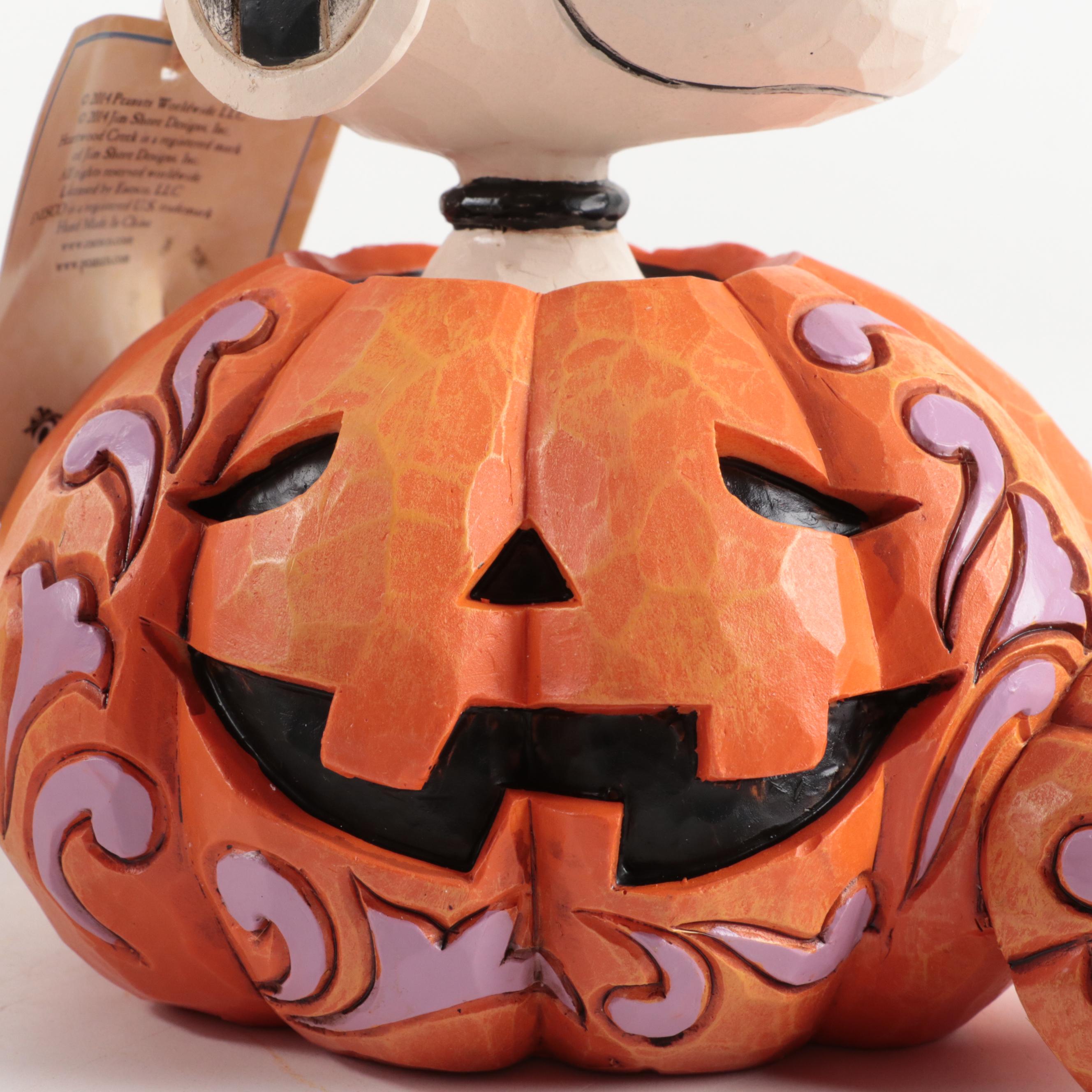 Jim Shore Peanuts "The Pumpkin King" and "Happy Howl-O-Ween" Resin Figurines