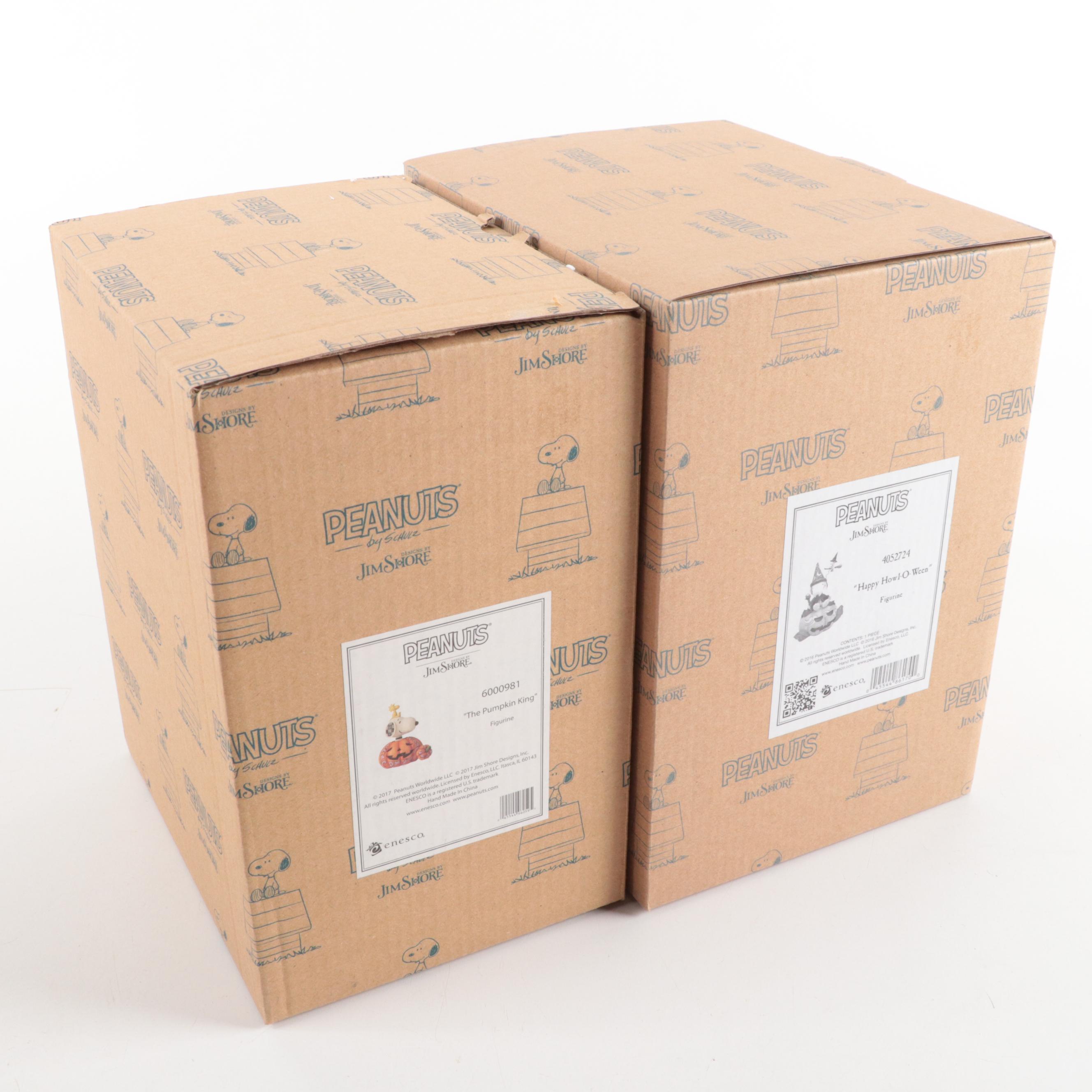 Jim Shore Peanuts "The Pumpkin King" and "Happy Howl-O-Ween" Resin Figurines