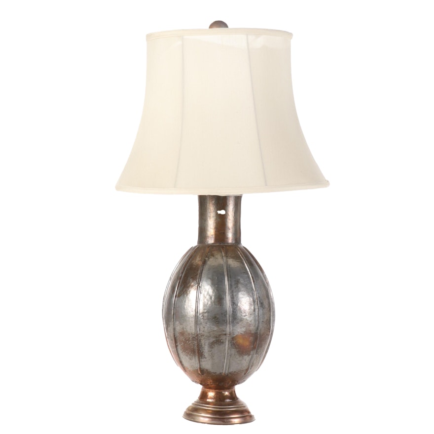 Hammer Metal Table Lamp With Canterbury Lampshade, Late 20th Century