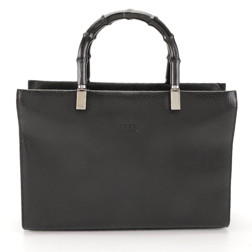 Gucci Bamboo Black Leather Handbag