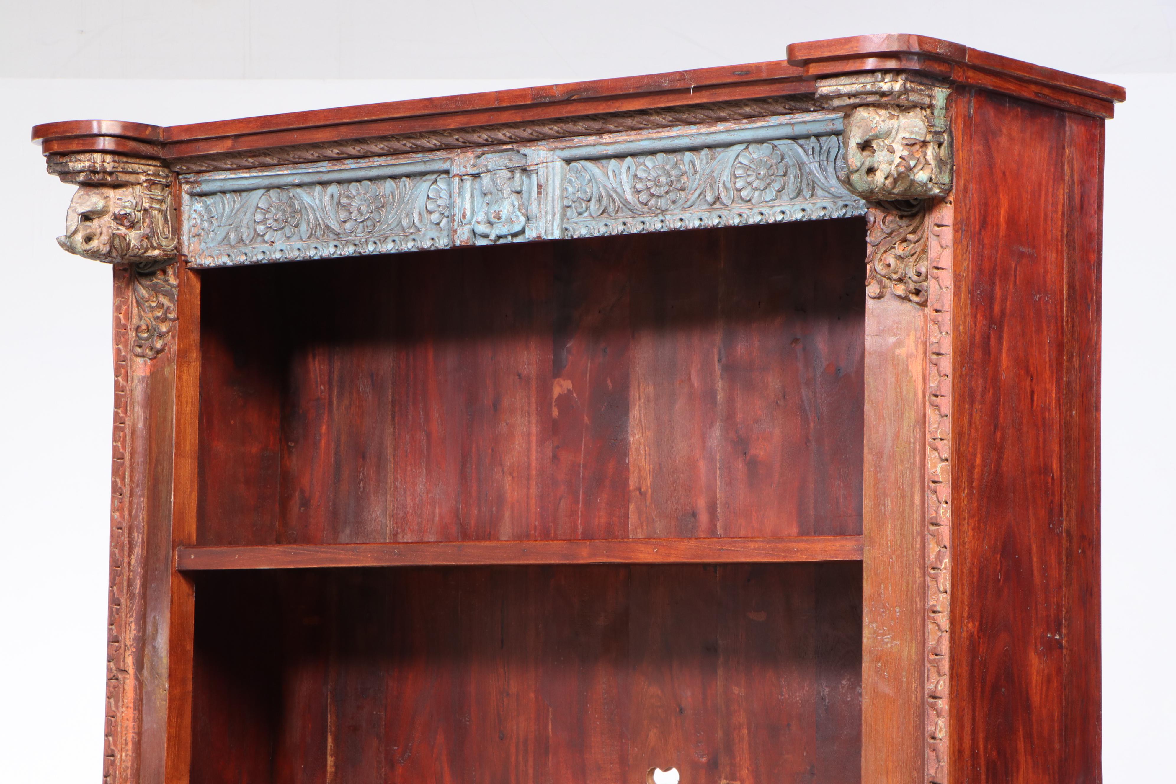 East Indian Carved Bookcase Cabinet
