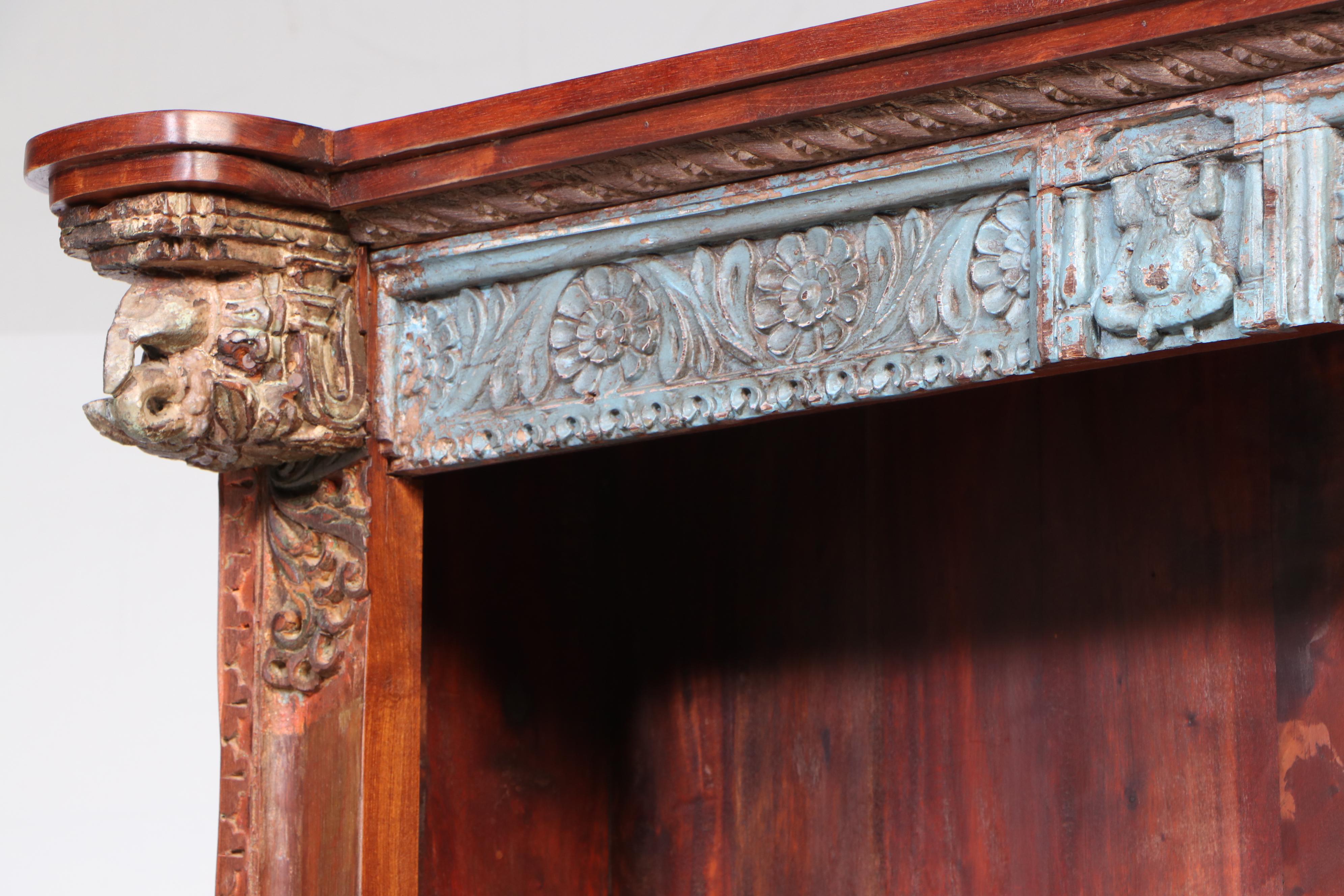 East Indian Carved Bookcase Cabinet
