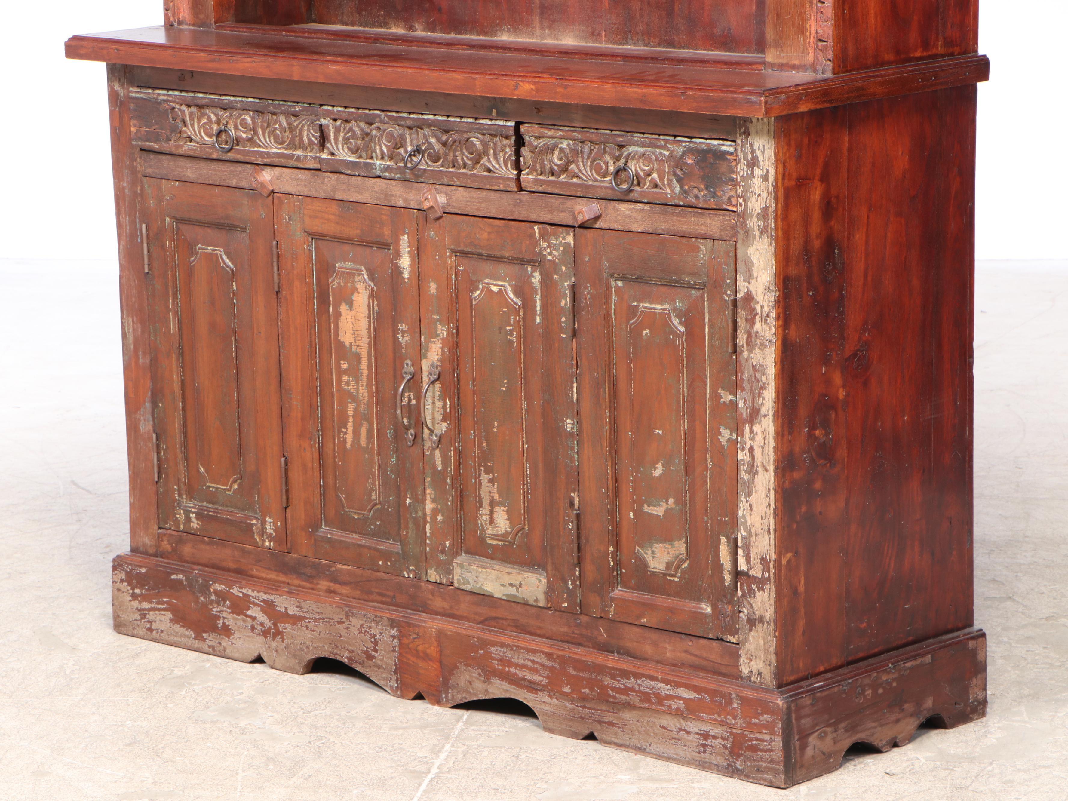 East Indian Carved Bookcase Cabinet