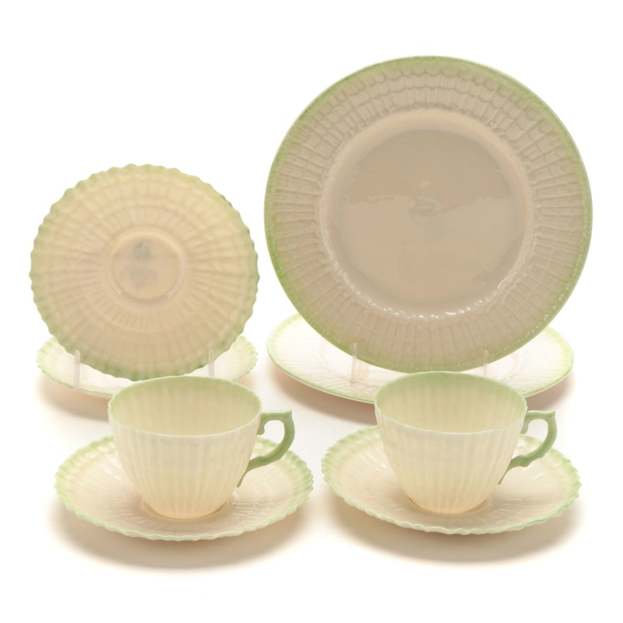 Belleek "Neptune Green" Plates, Cups and Saucers, 1926-1935