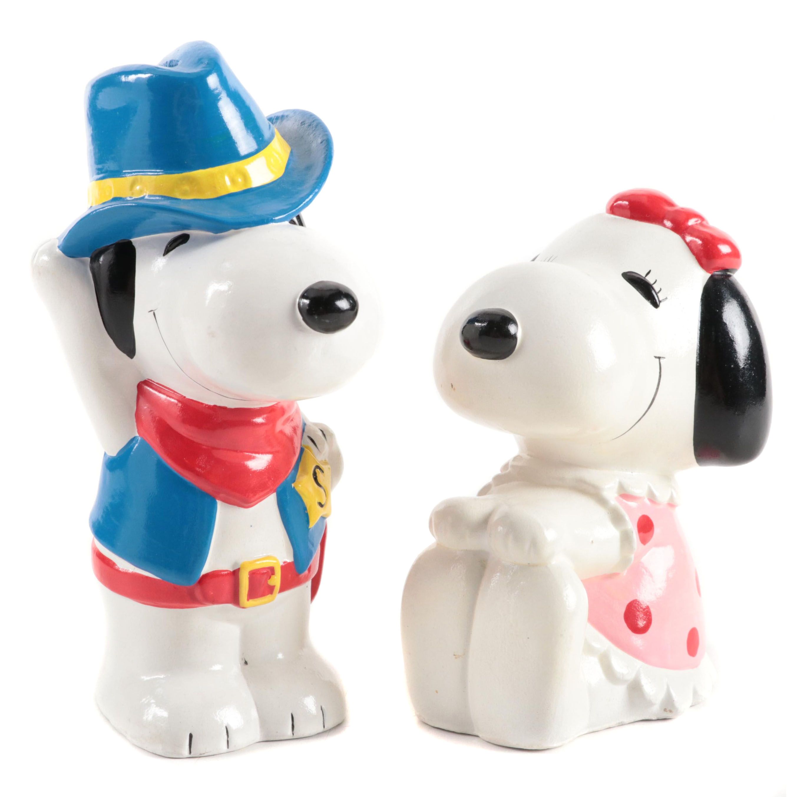Sheriff Snoopy and Belle Mini Figural Coin Banks