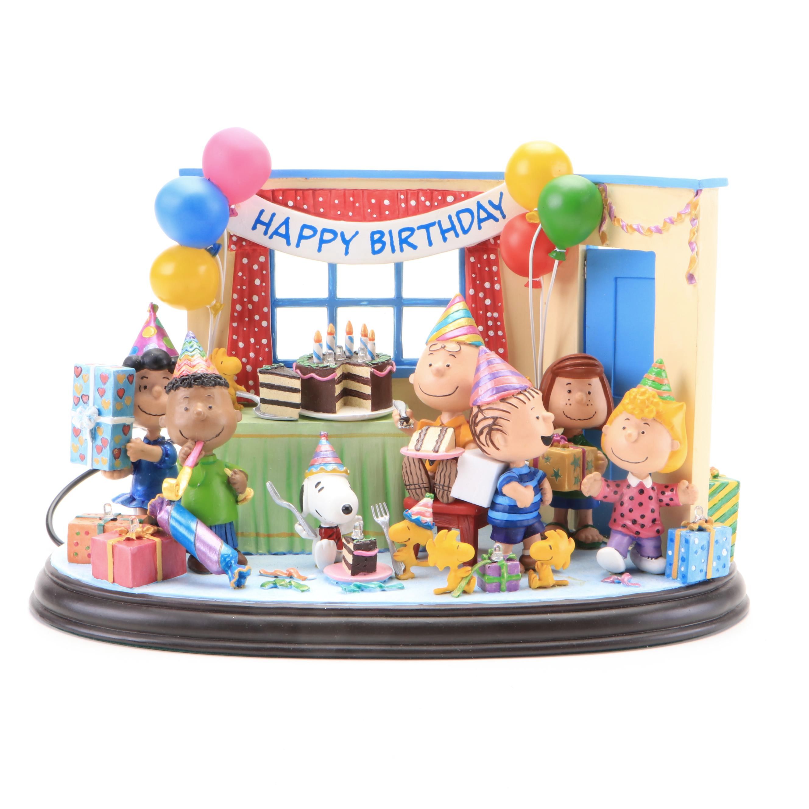 Danbury Mint Peanuts "Best Birthday Ever" Resin Illuminated Figural Group