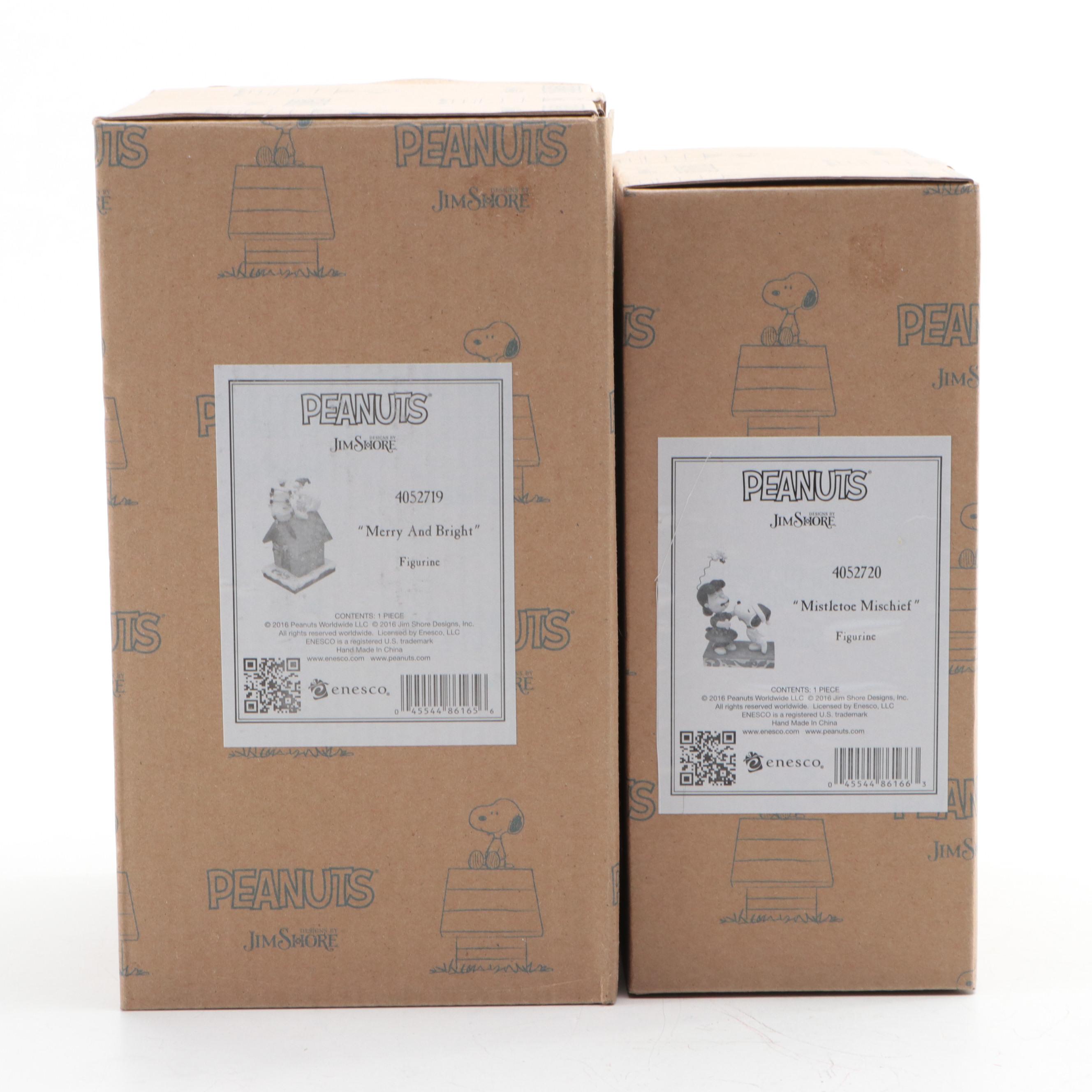 Jim Shore Peanuts "Mistletoe Mischief" and "Merry And Bright" Resin Figurines