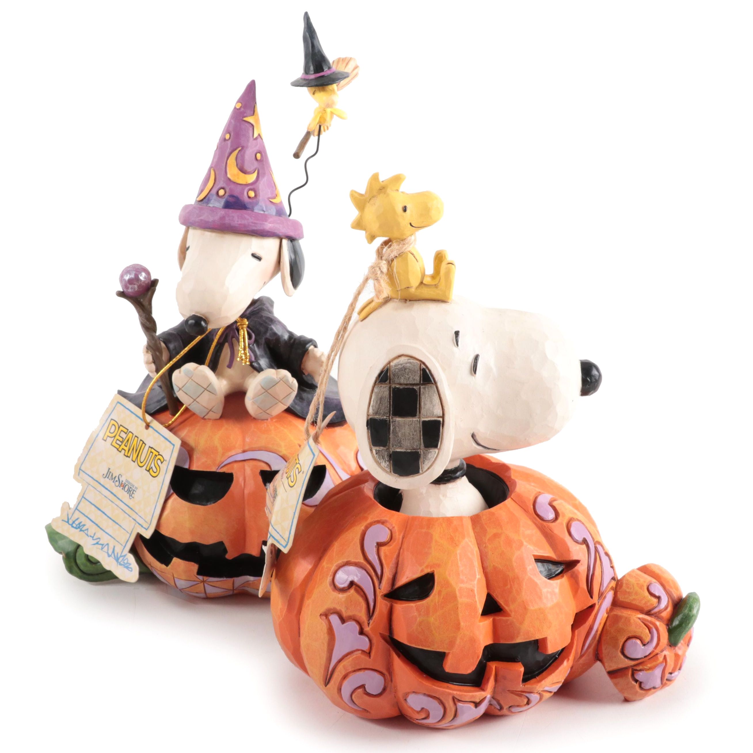 Jim Shore Peanuts "The Pumpkin King" and "Happy Howl-O-Ween" Resin Figurines