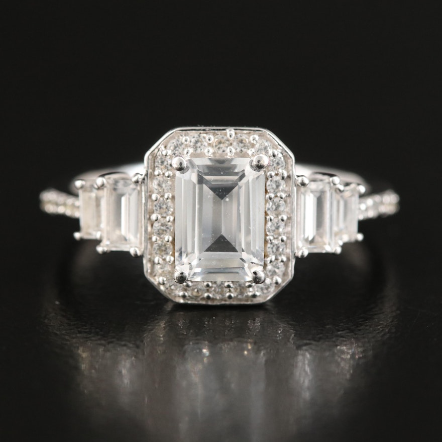 Sterling White Sapphire Halo Ring