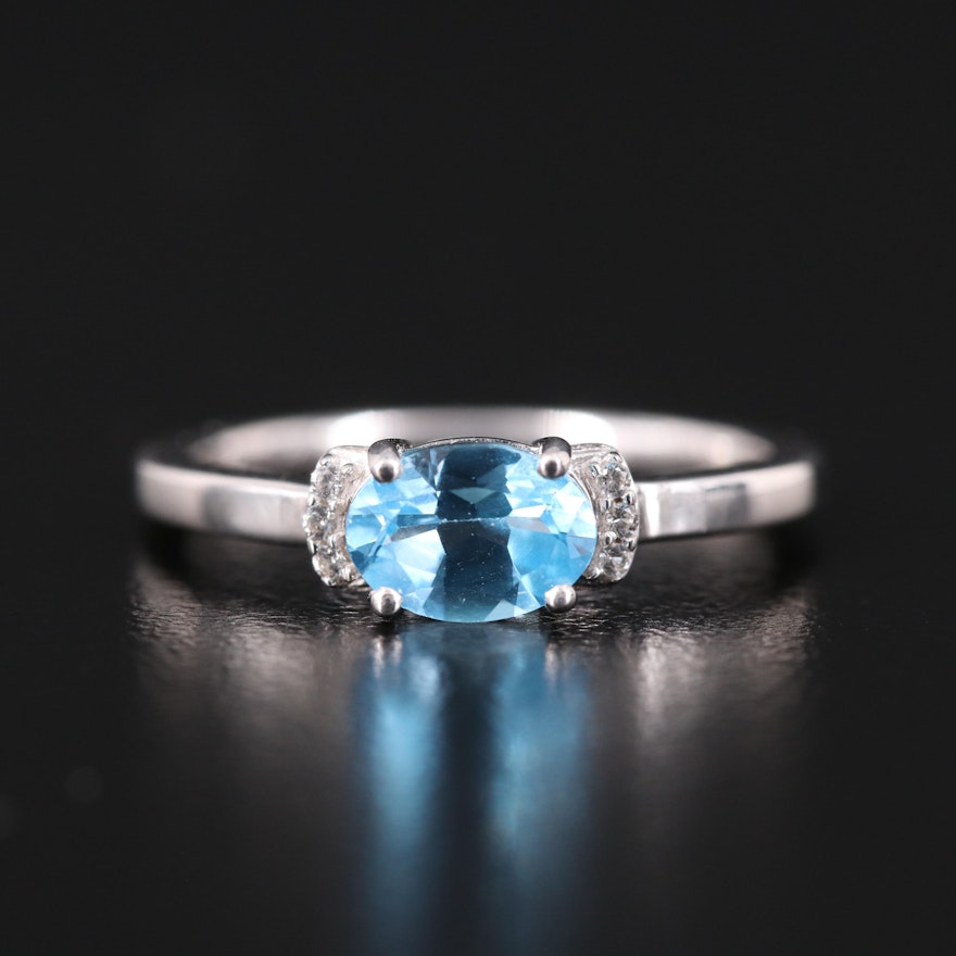 Sterling Topaz and Sapphire Oval Ring
