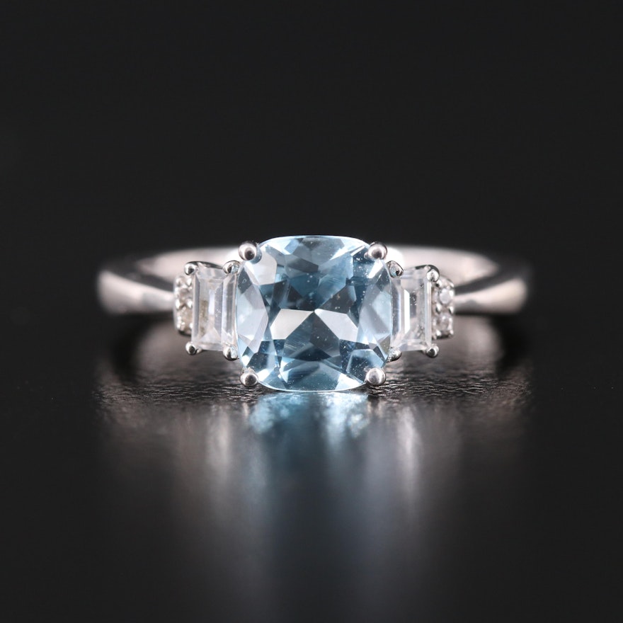 Sterling Topaz and Sapphire Ring