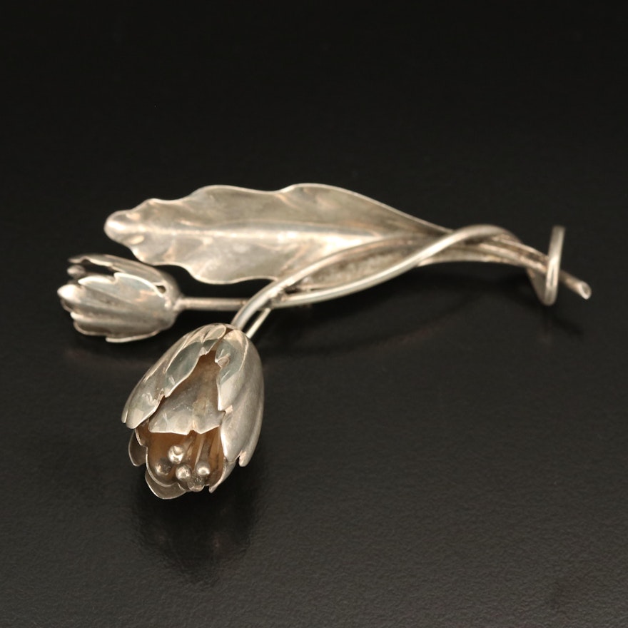 Mexico Sterling Taxco Tulip Brooch