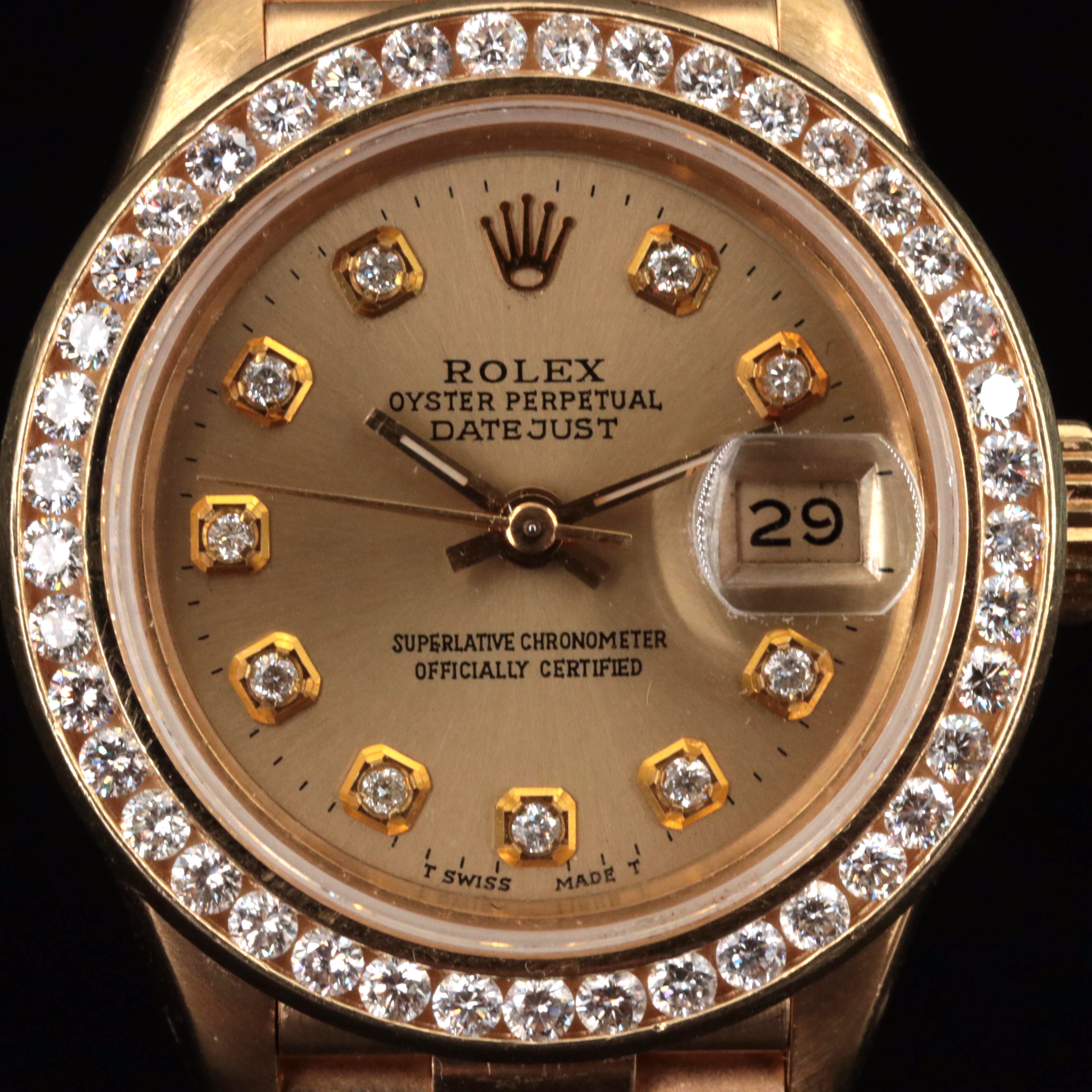 1989 Rolex Datejust Diamond Bezel and Dial President Band Watch