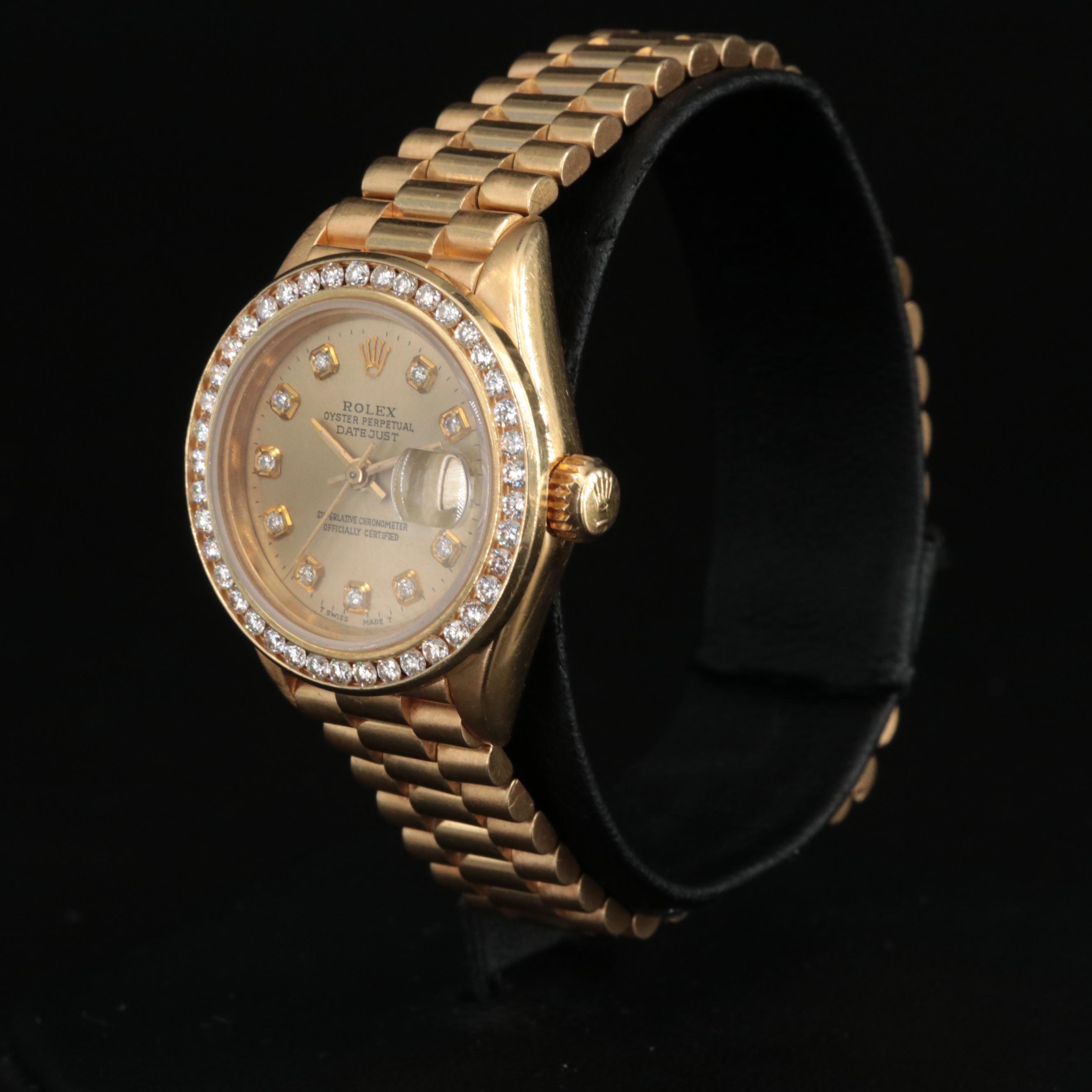 1989 Rolex Datejust Diamond Bezel and Dial President Band Watch