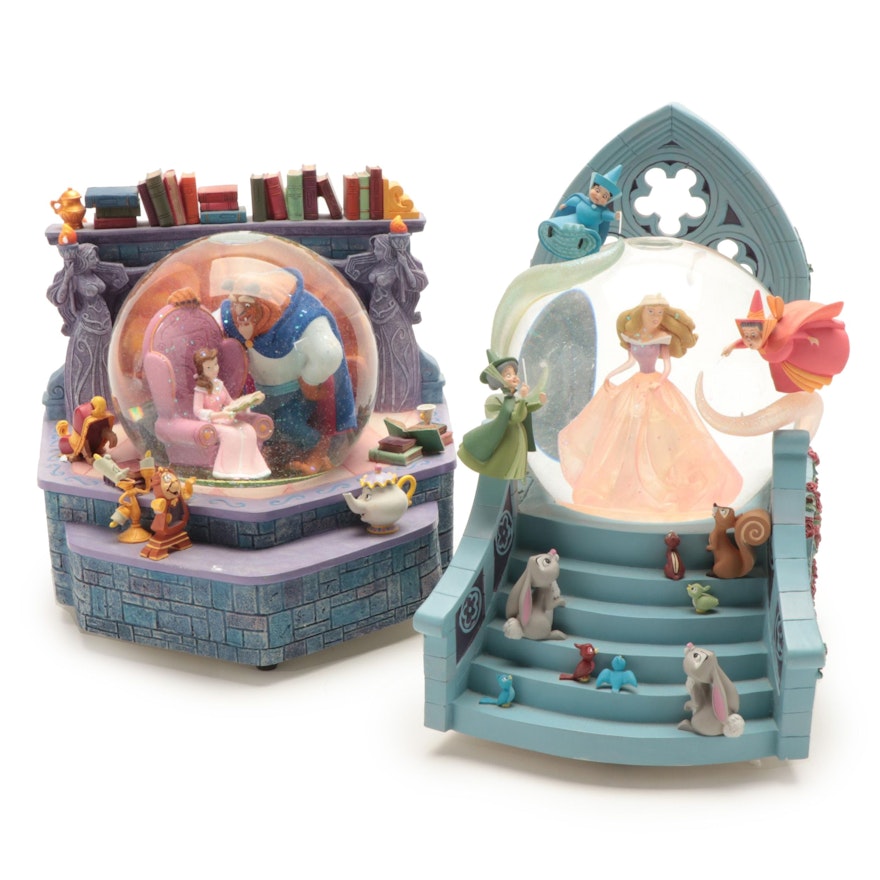 Disney "Beauty and the Beast" and "Sleeping Beauty" Musical Snow Globes