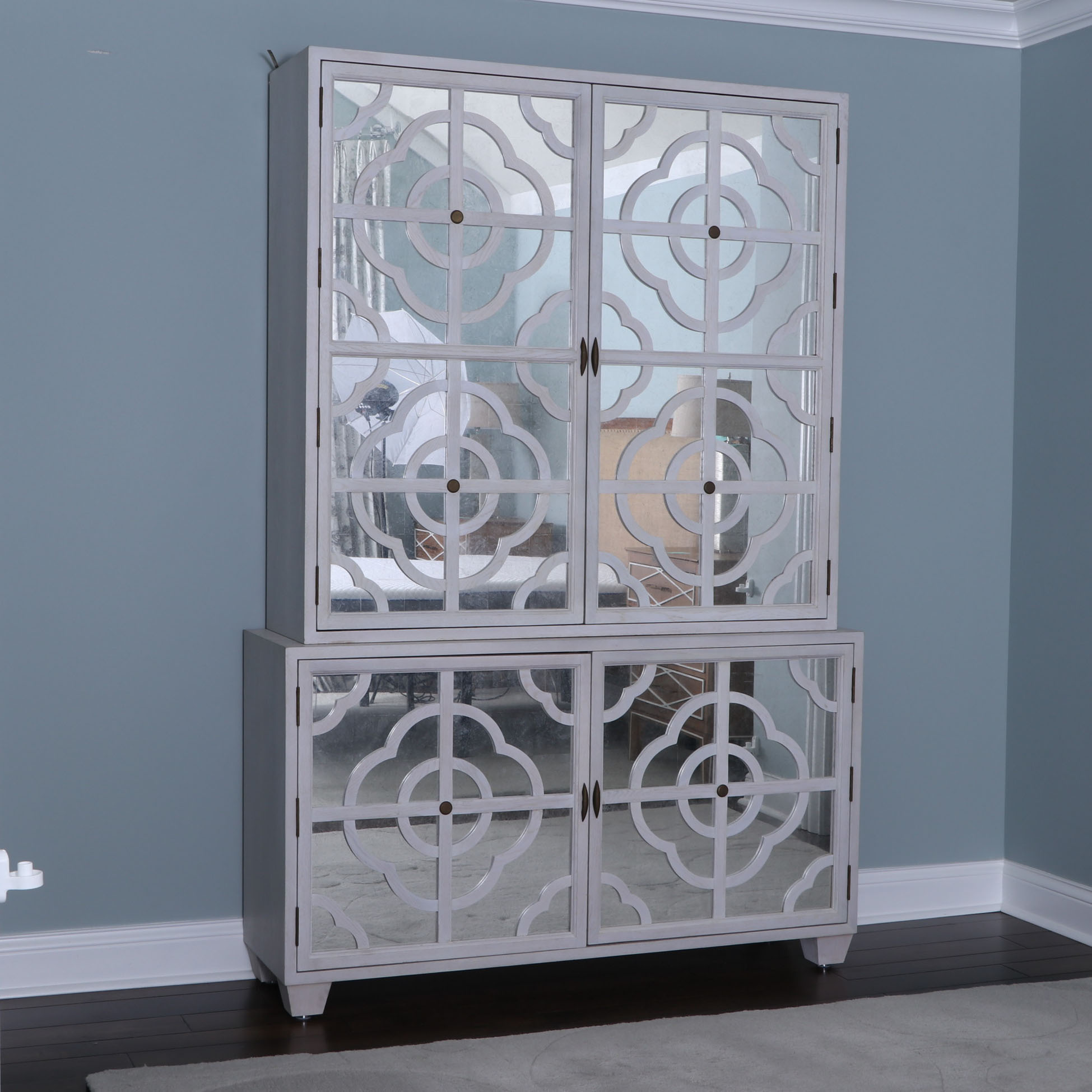 Contemporary Mirrored Two-Piece Cabinet