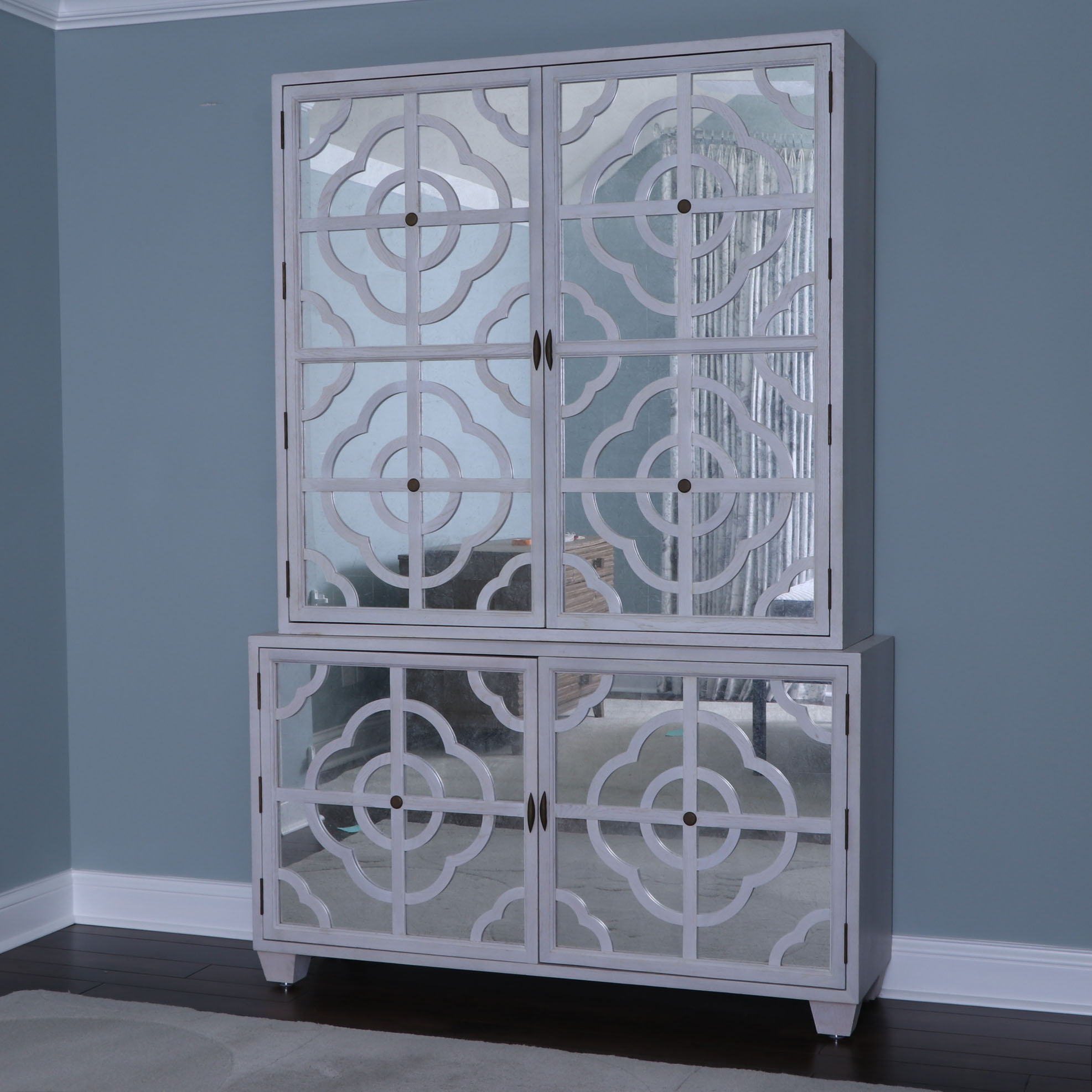 Contemporary Mirrored Two-Piece Cabinet