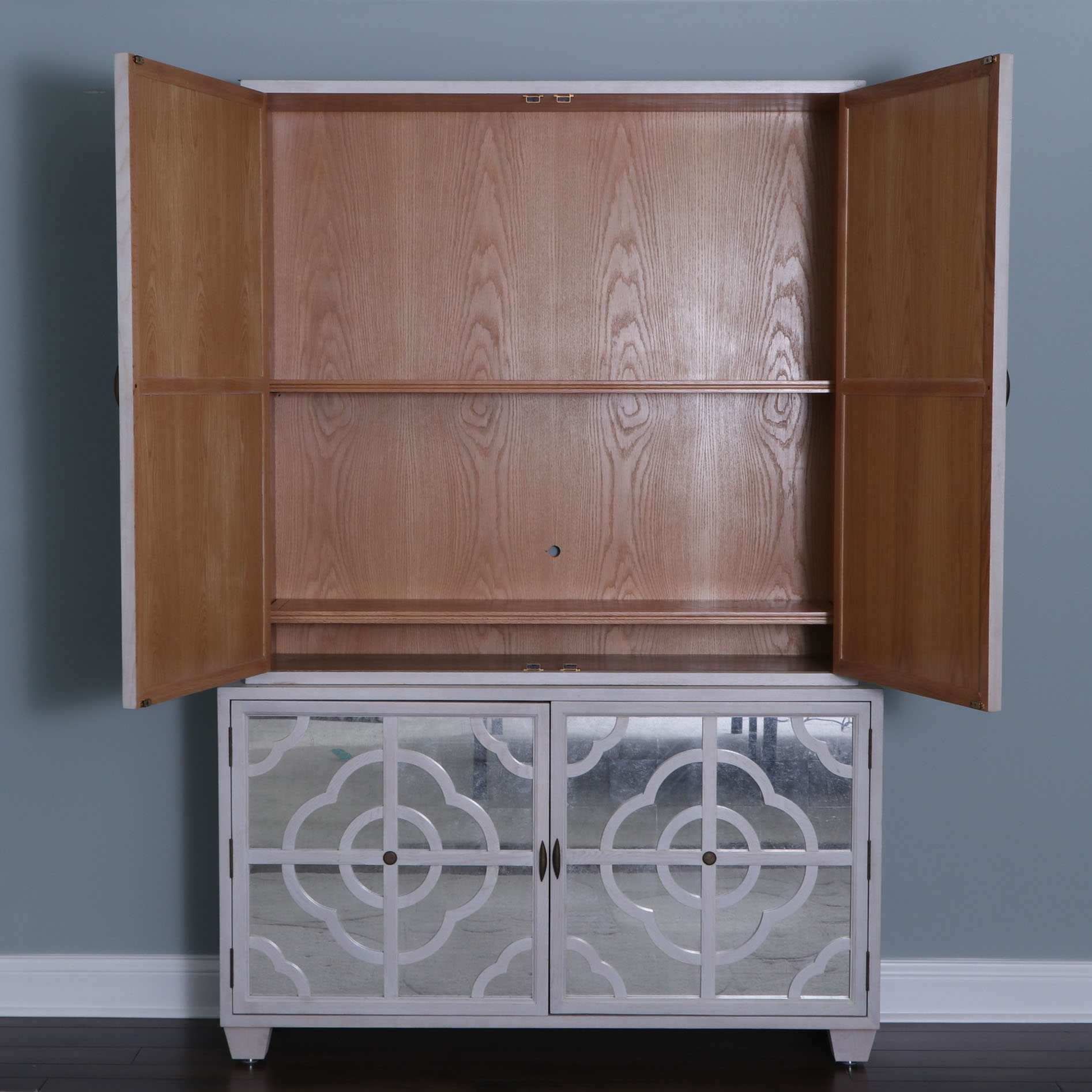 Contemporary Mirrored Two-Piece Cabinet