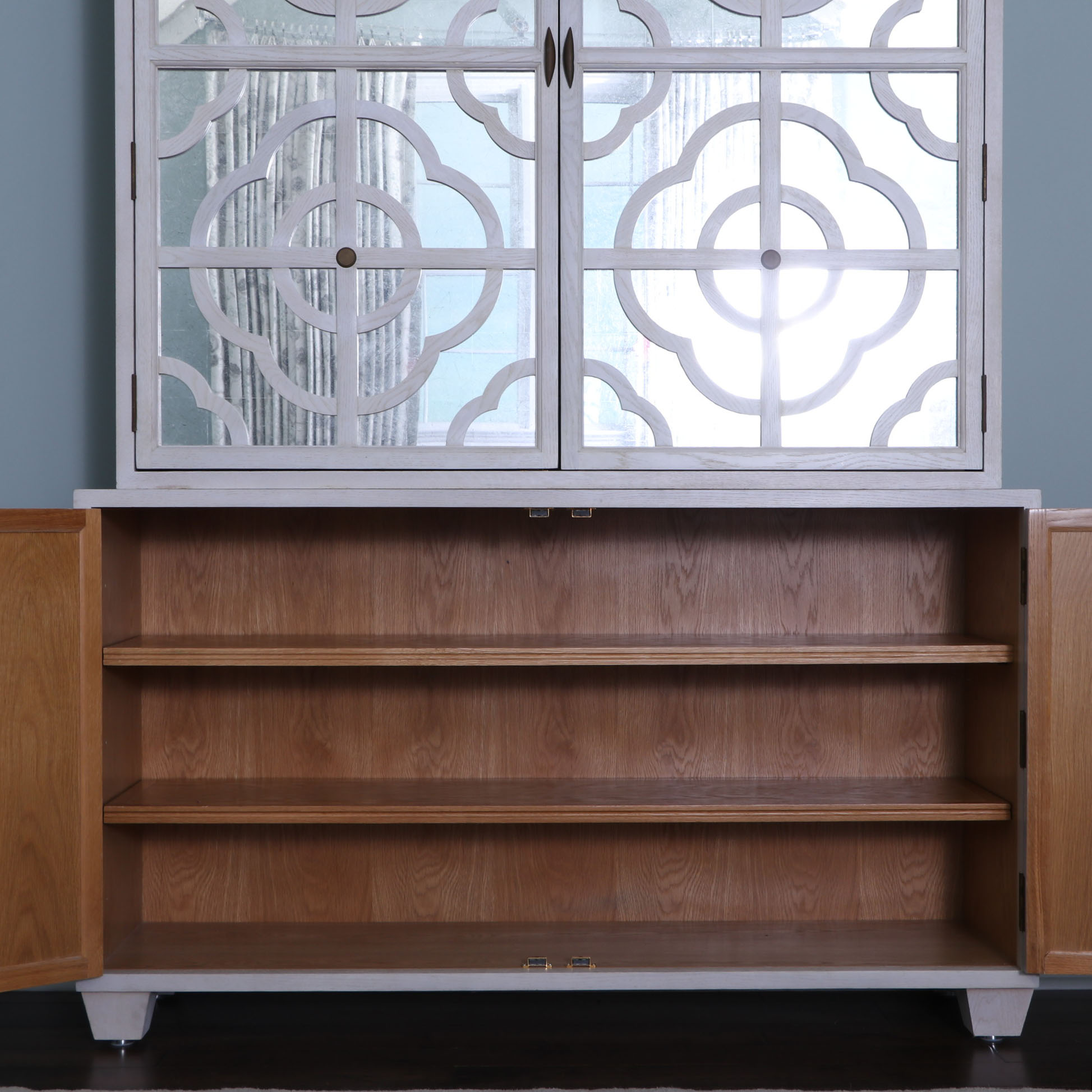 Contemporary Mirrored Two-Piece Cabinet